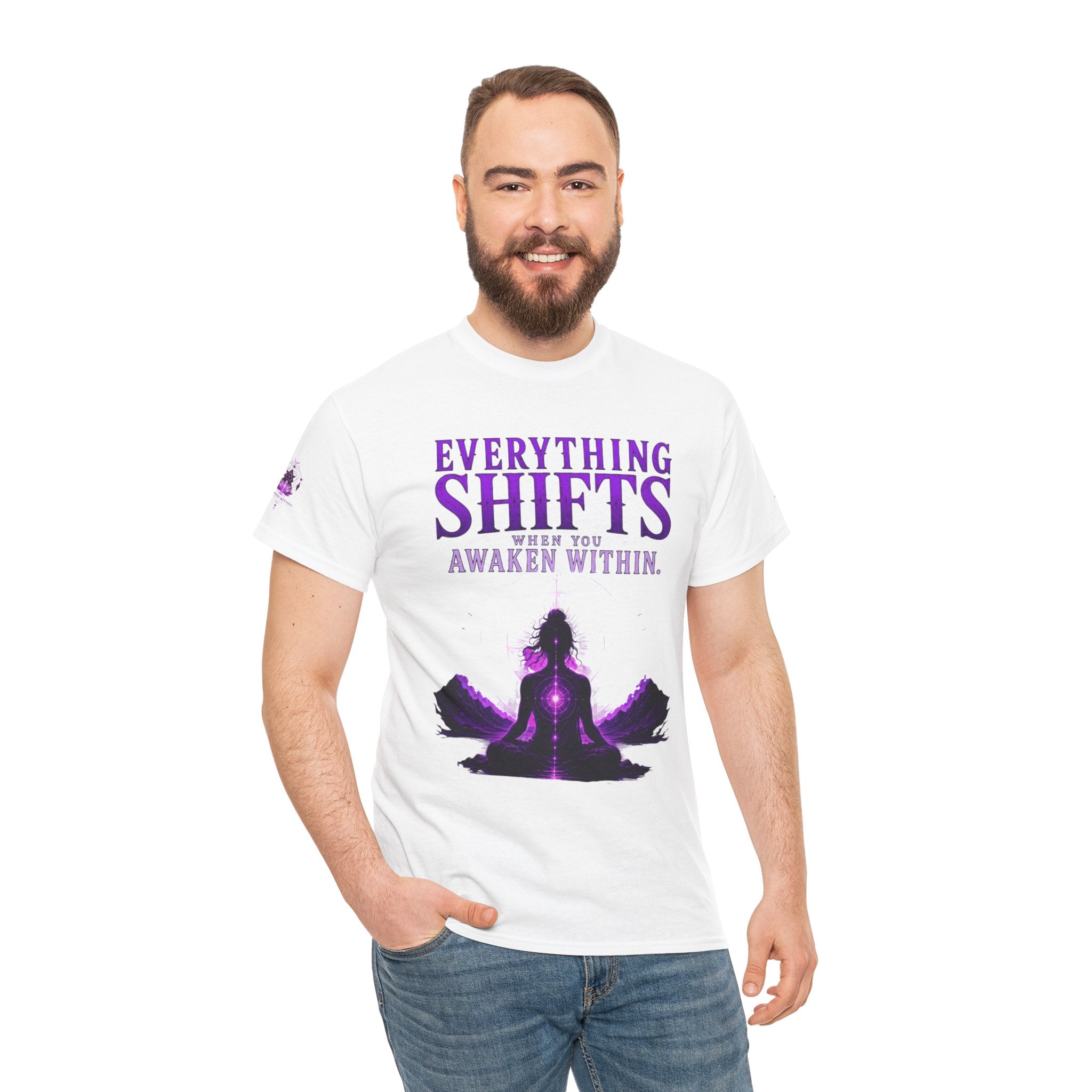 Spiritual Meditation T-Shirt — "Everything Shifts When You Awaken Within" Yoga Tee - Awaken Within Apparel