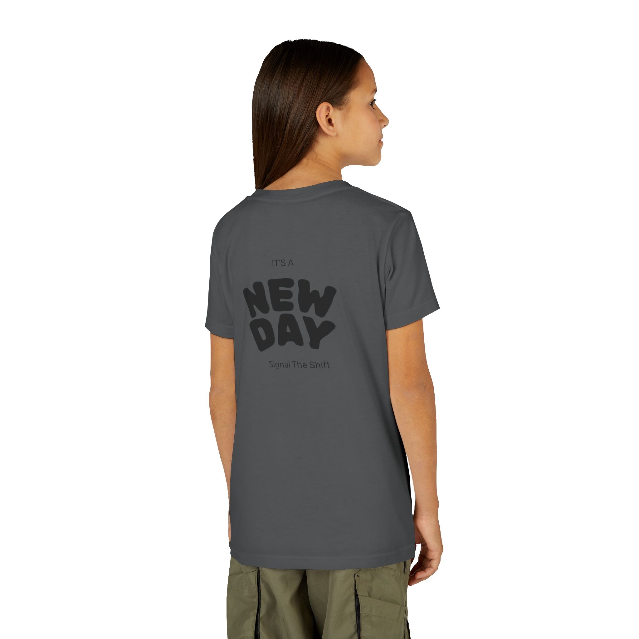 Youth Tee — "Awaken Within" Lotus Front & "It's a New Day" Back Inspirational Shirt