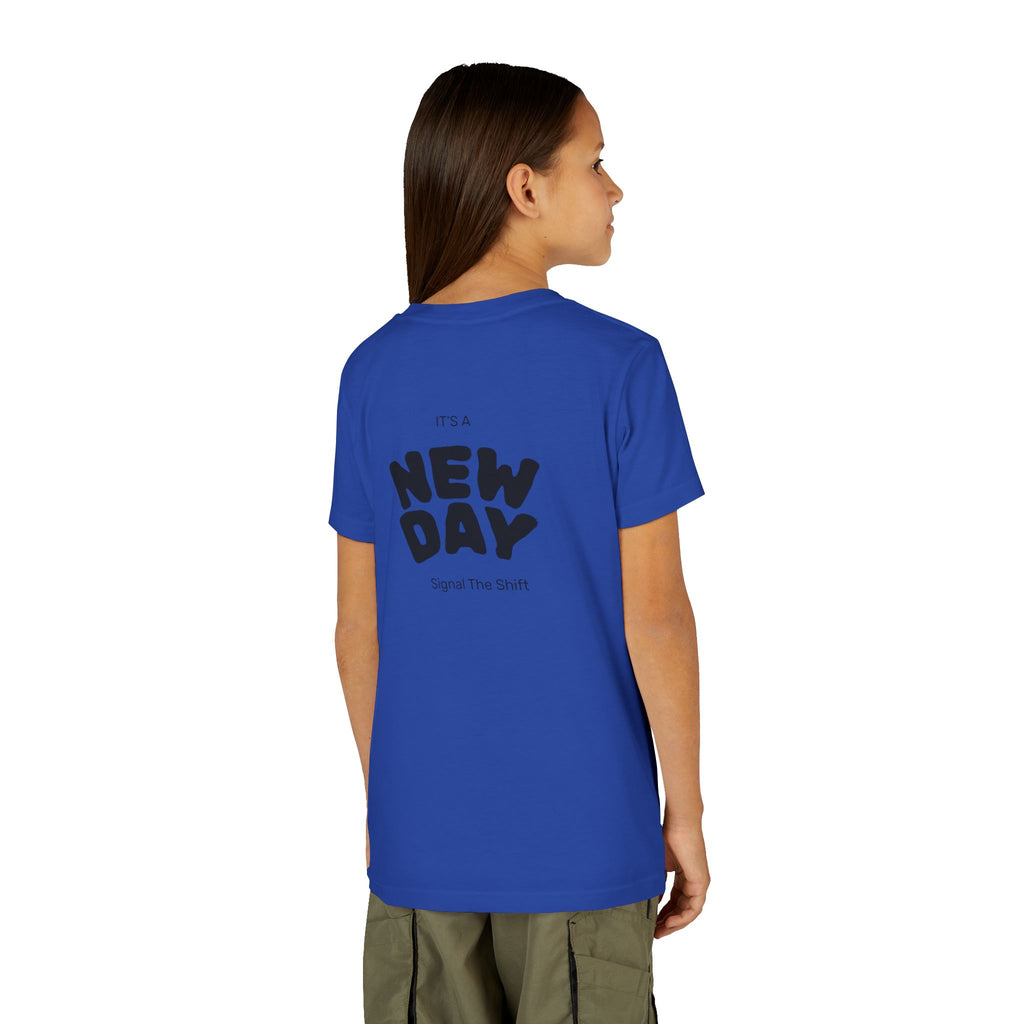 Youth Tee — "Awaken Within" Lotus Front & "It's a New Day" Back Inspirational Shirt
