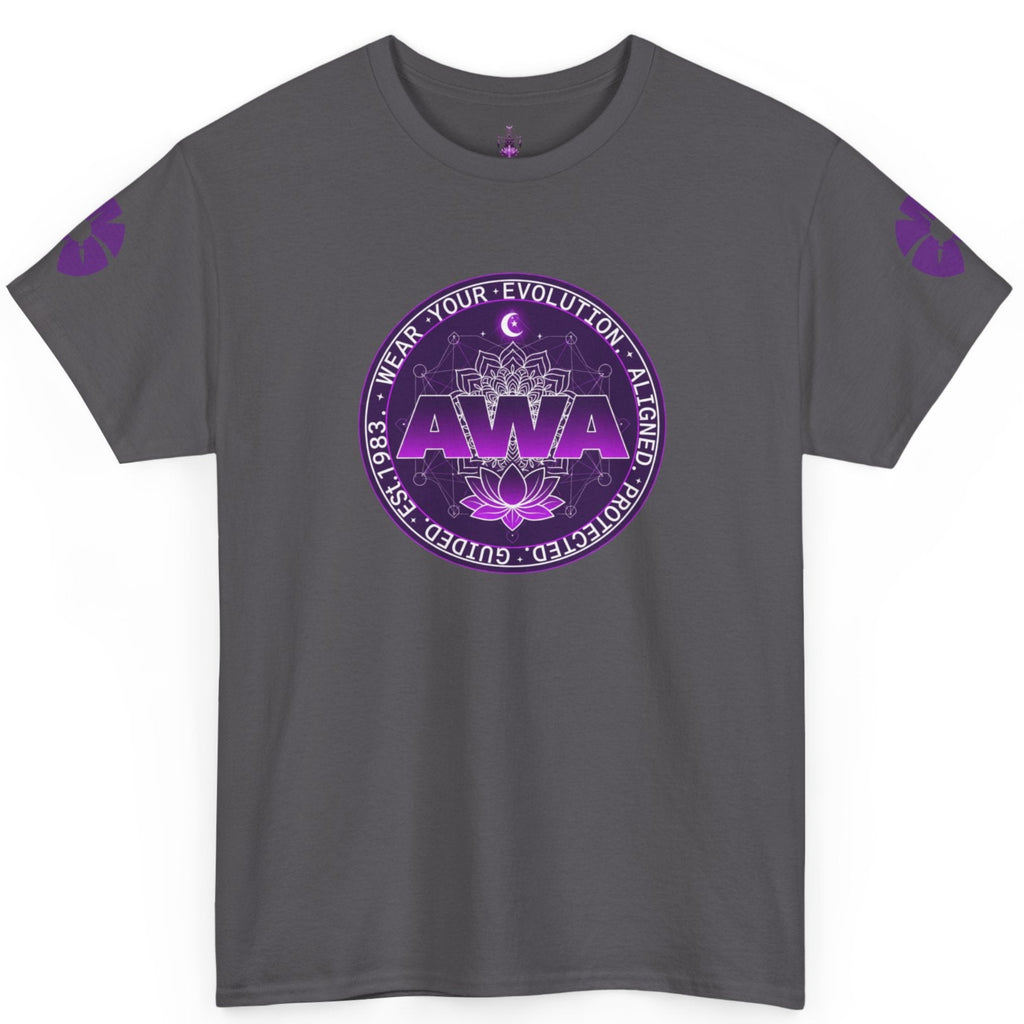 AWA Evolution Logo Purple Retro Space Graphic Tee