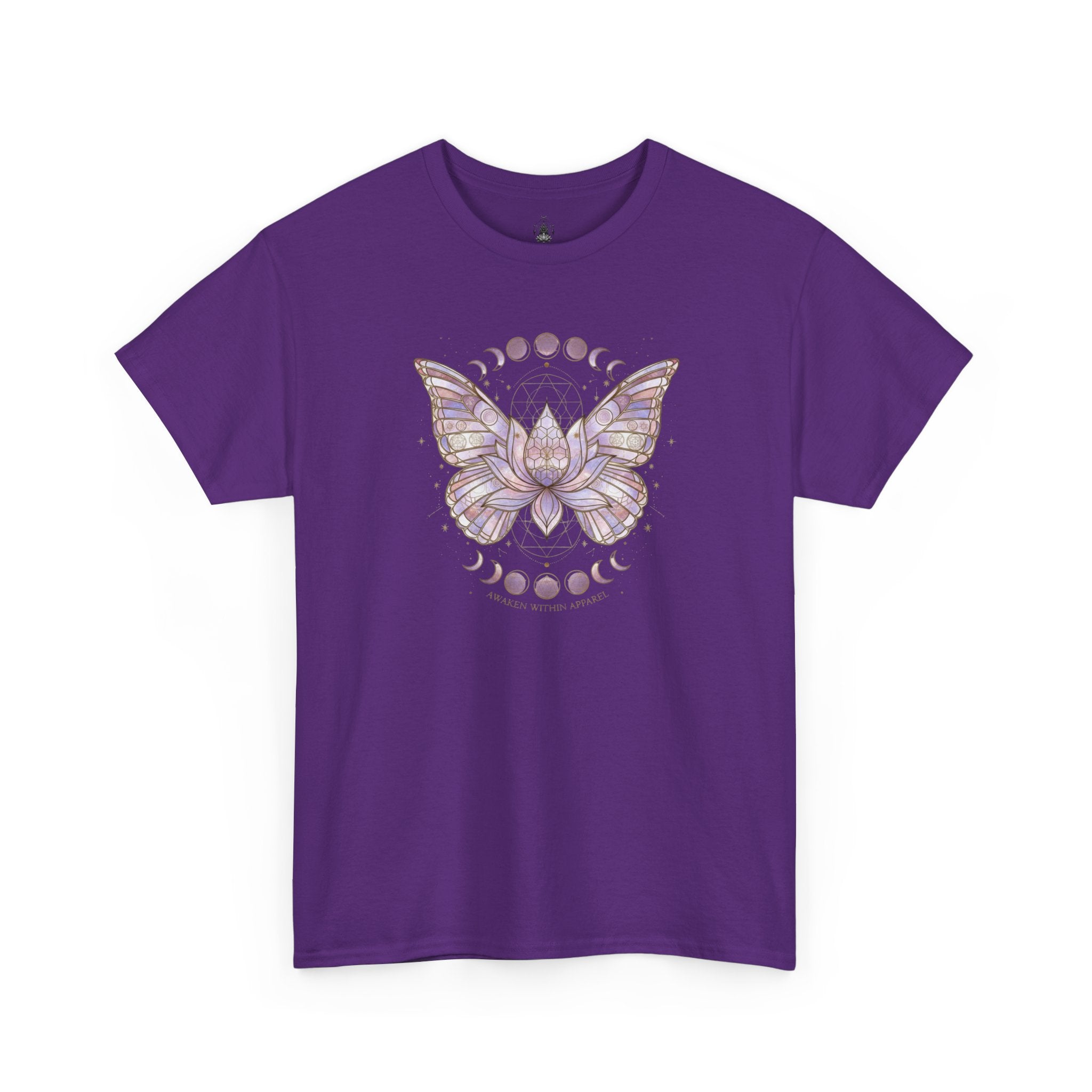 Mystic Moon Butterfly Tee — Floral Lotus Moth Tee for Spiritual & Boho Style