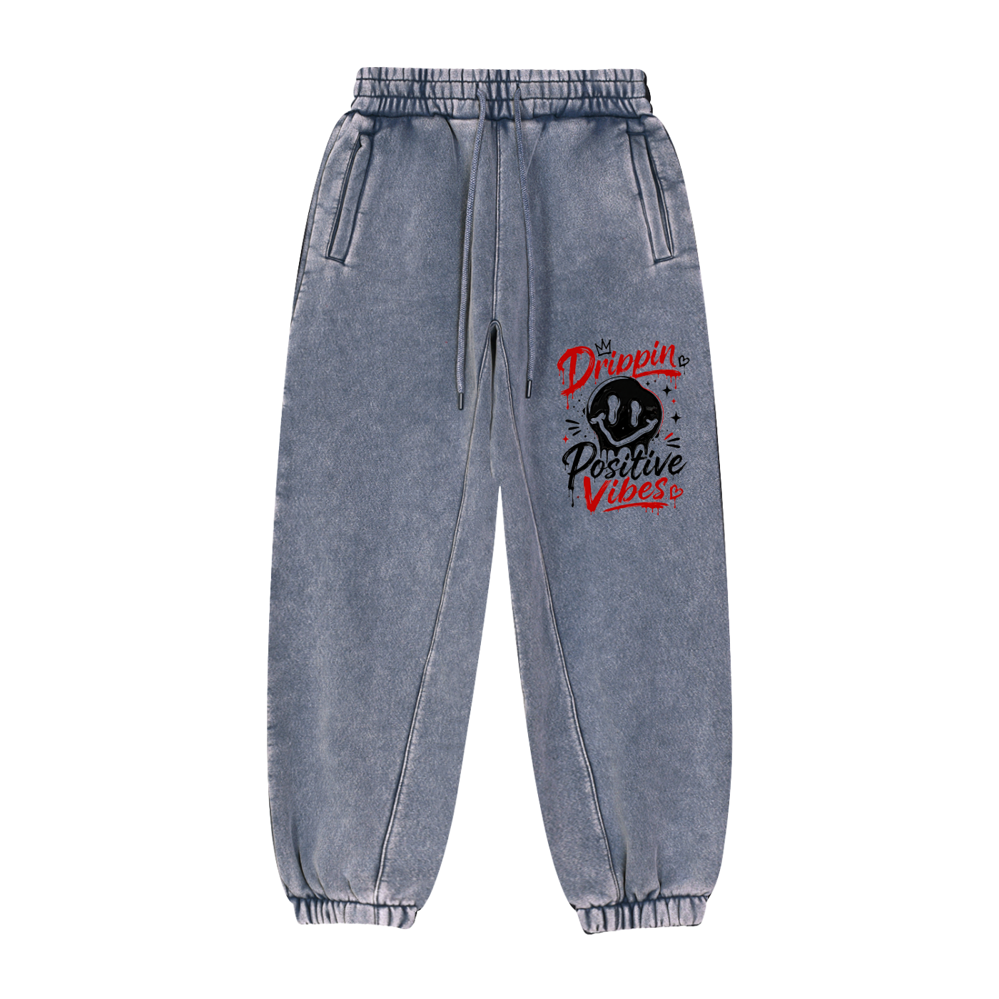 Fleeced Jogger Sweatpants-Drippin Positive Vibes Design