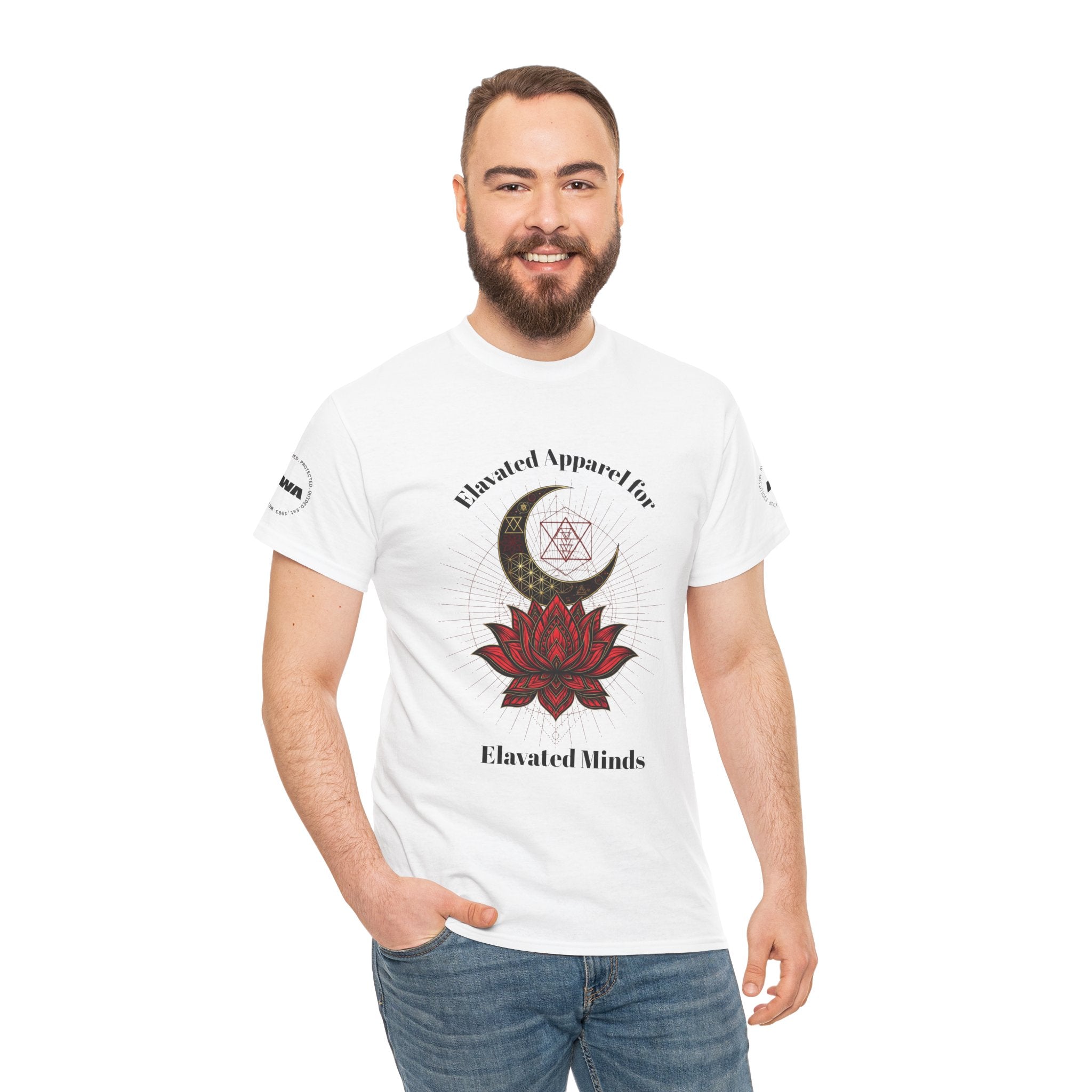 Lotus Moon Tee — "Elevated Minds" Spiritual Graphic T-Shirt - Awaken Within Apparel