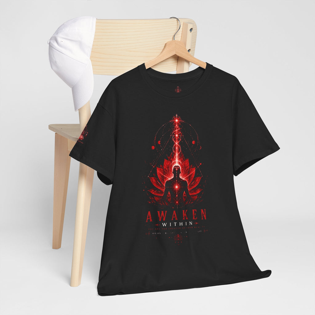 Awaken Meditation T-Shirt — Red Lotus Spiritual Tee - Awaken Within Apparel