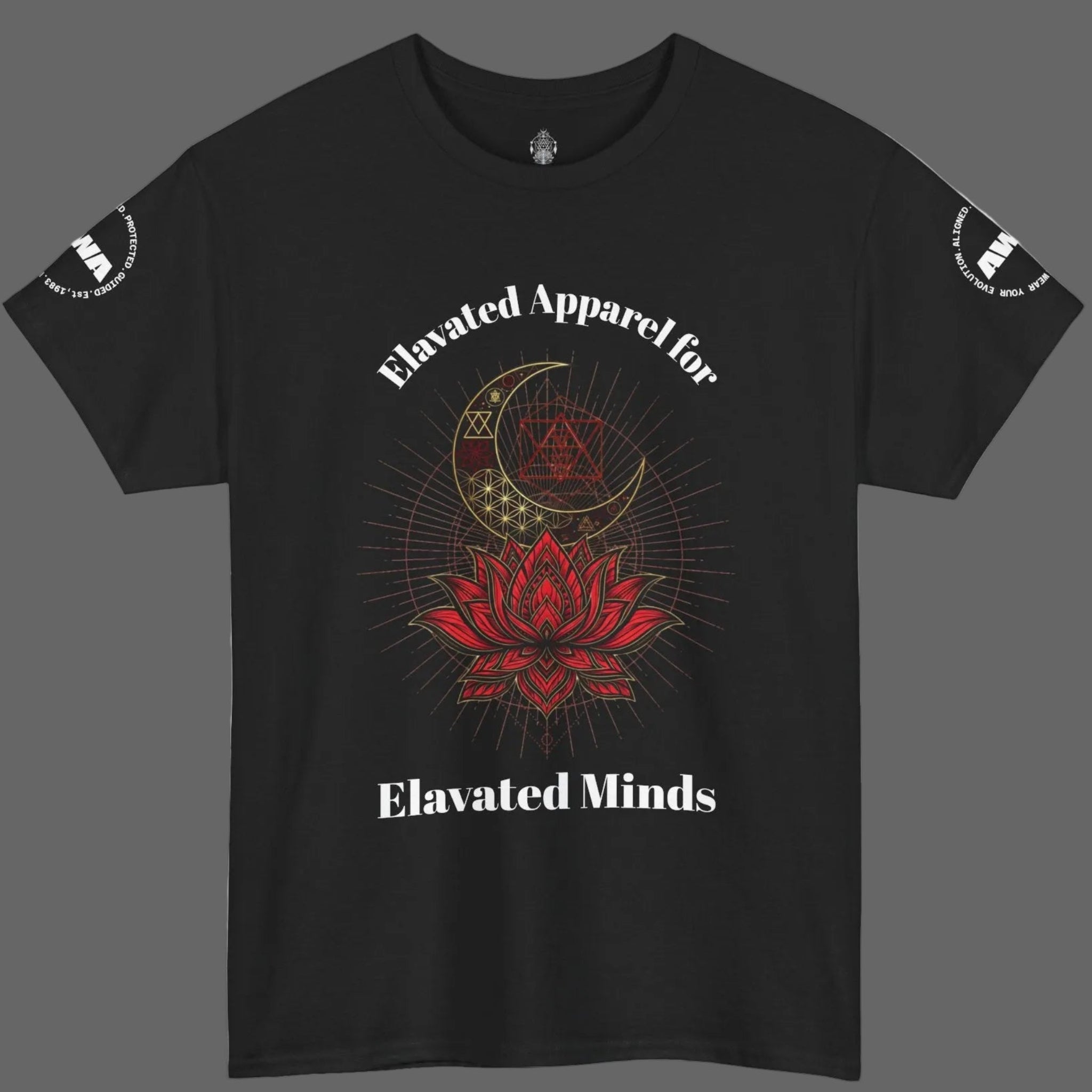Elevated Minds Lotus Tee — Spiritual Graphic T-Shirt with Moon & Lotus - Awaken Within Apparel