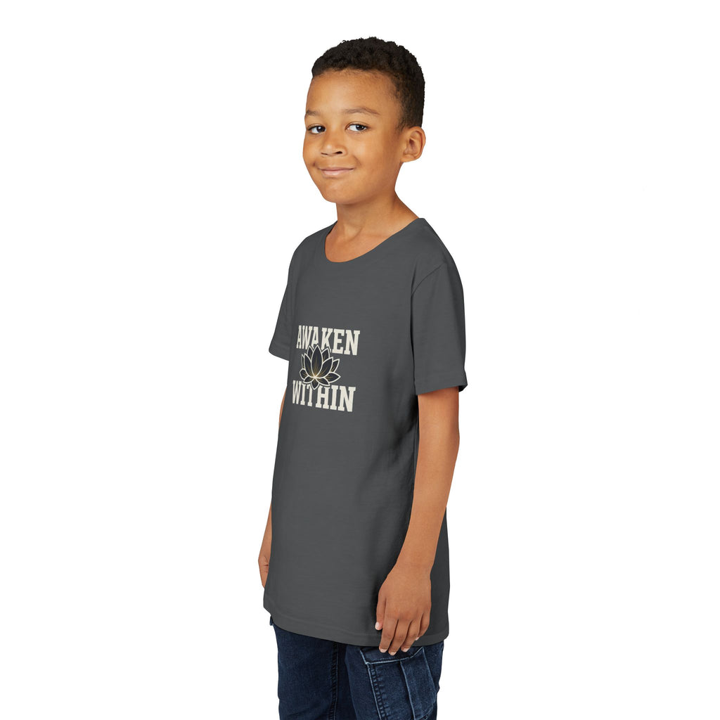 Youth Tee — "Awaken Within" Lotus Front & "It's a New Day" Back Inspirational Shirt