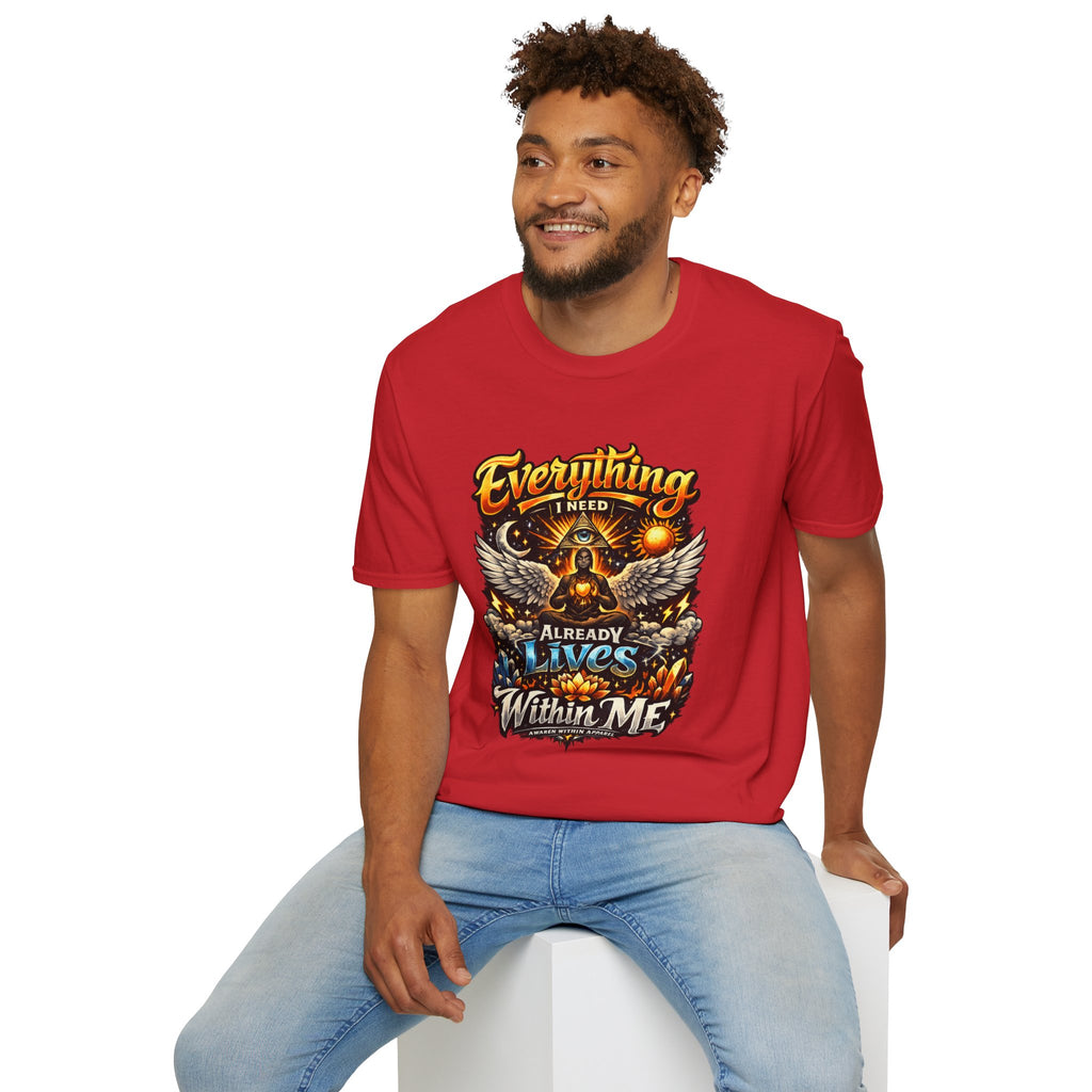 Spiritual Graphic T-Shirt — "Everything I Need Already Lives Within Me" - Awaken Within Apparel