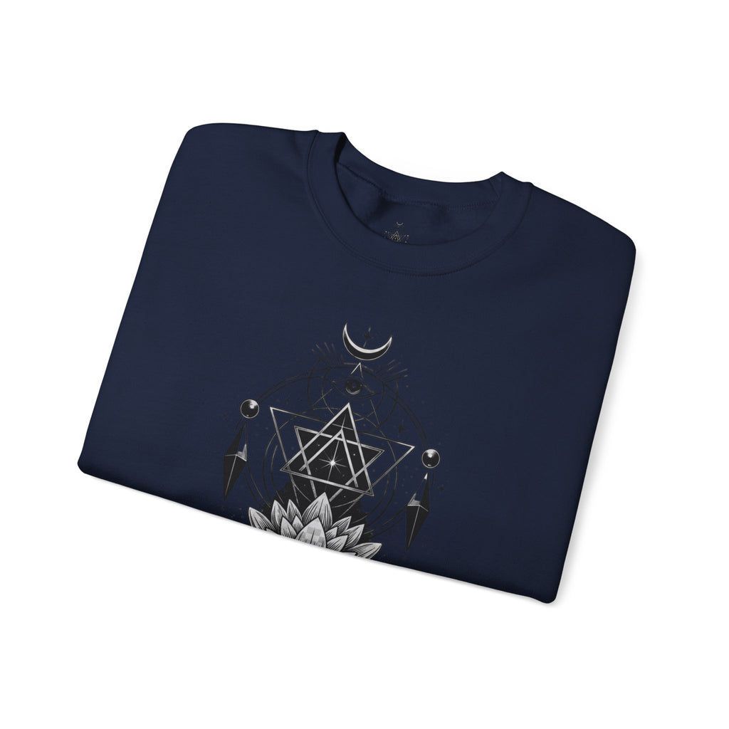 Lotus & Geometric Spiritual Crewneck Sweatshirt