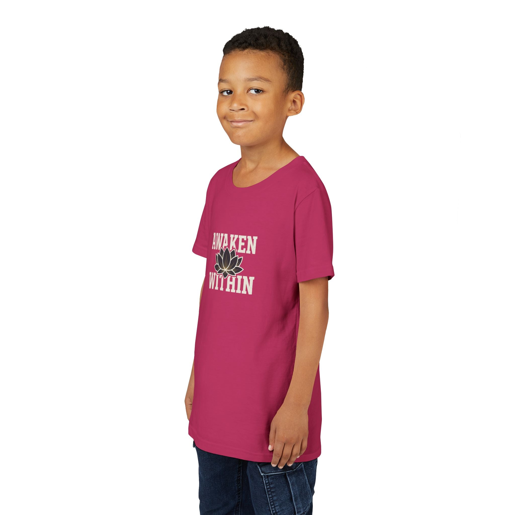 Youth Tee — "Awaken Within" Lotus Front & "It's a New Day" Back Inspirational Shirt