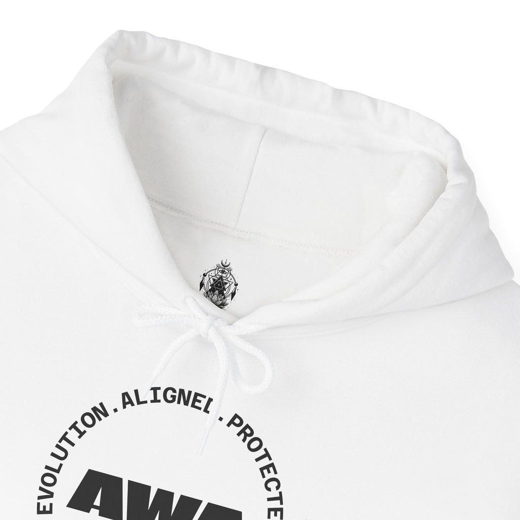 AWA Circle Logo Hoodie — Minimalist Monochrome Pullover