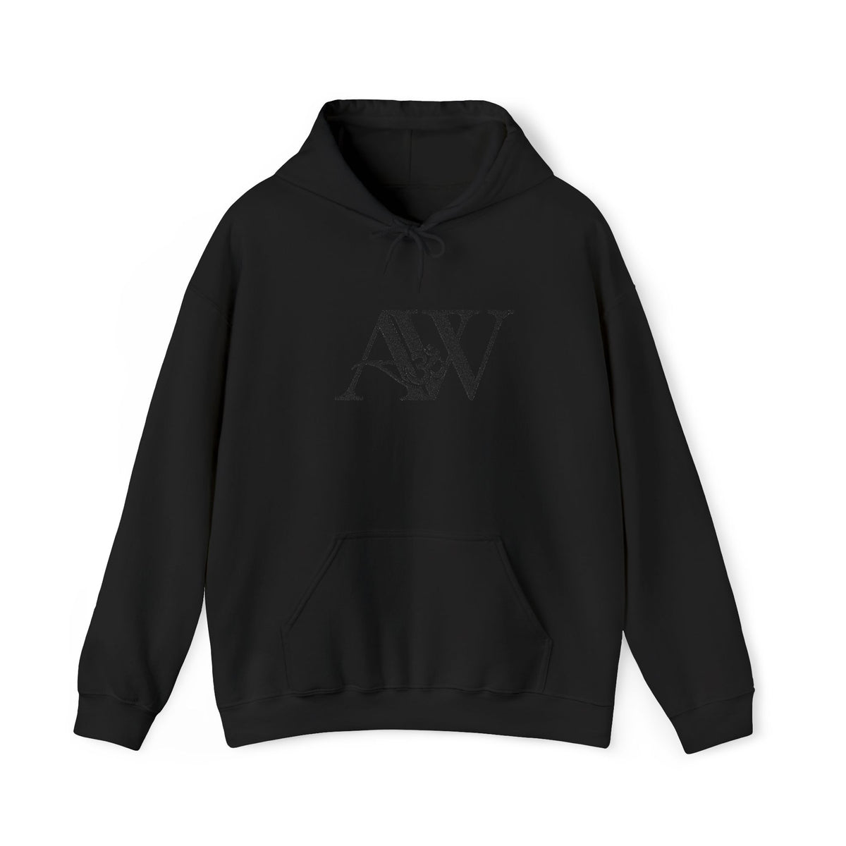 AWA Hero Logo Hoodie — AW Om Serif Monogram Pullover Sweatshirt