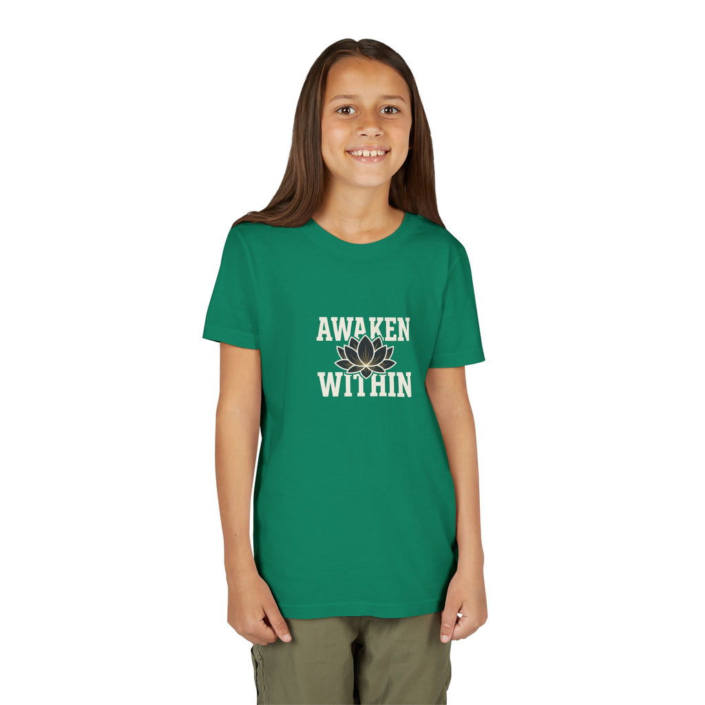 Youth Tee — "Awaken Within" Lotus Front & "It's a New Day" Back Inspirational Shirt