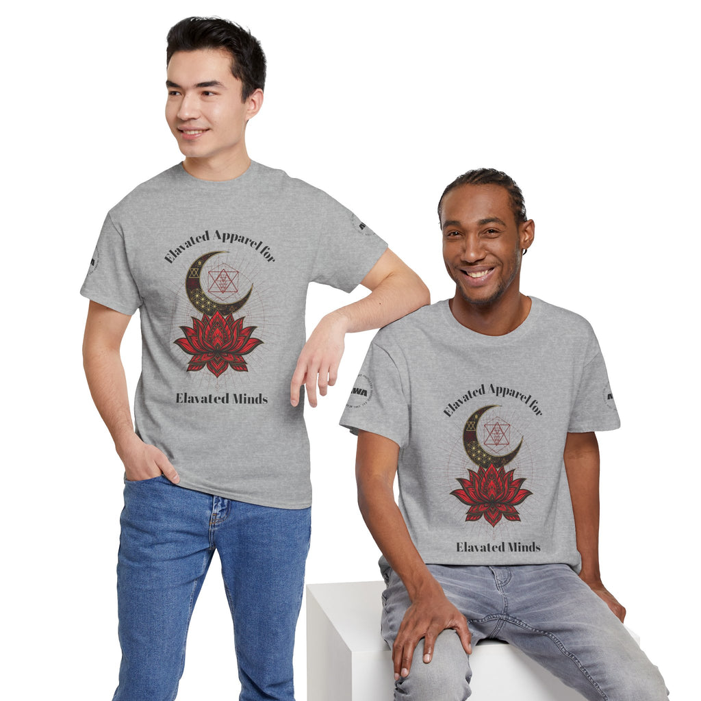 Lotus Moon Tee — "Elevated Minds" Spiritual Graphic T-Shirt - Awaken Within Apparel