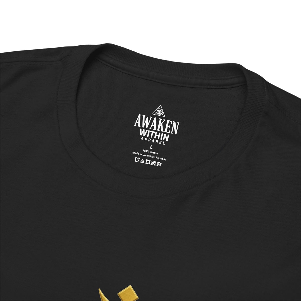AW Om Composite Tee — Gold Sacred Symbol Graphic T-Shirt