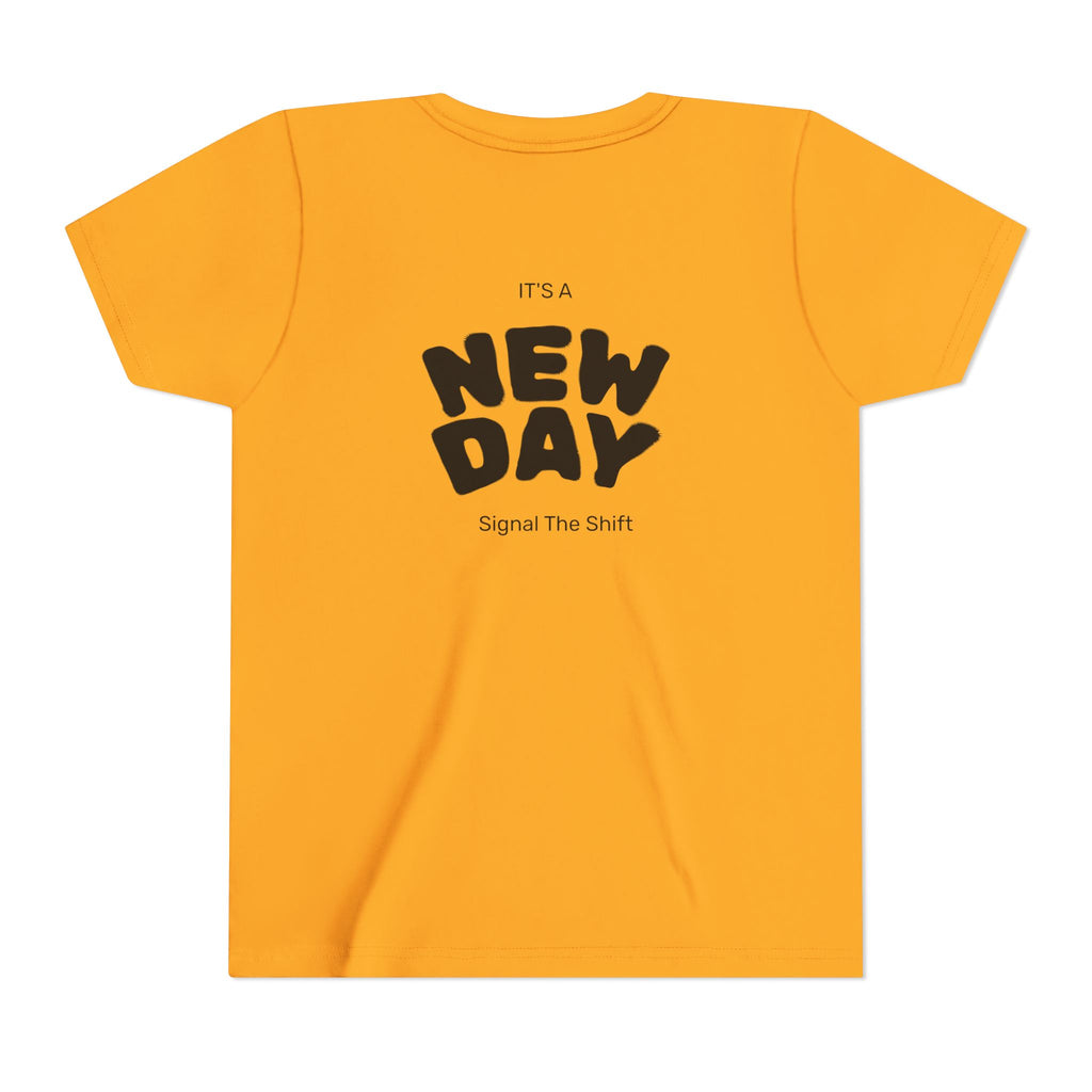 Youth Tee — "Awaken Within" Lotus Front & "It's a New Day" Back Inspirational Shirt