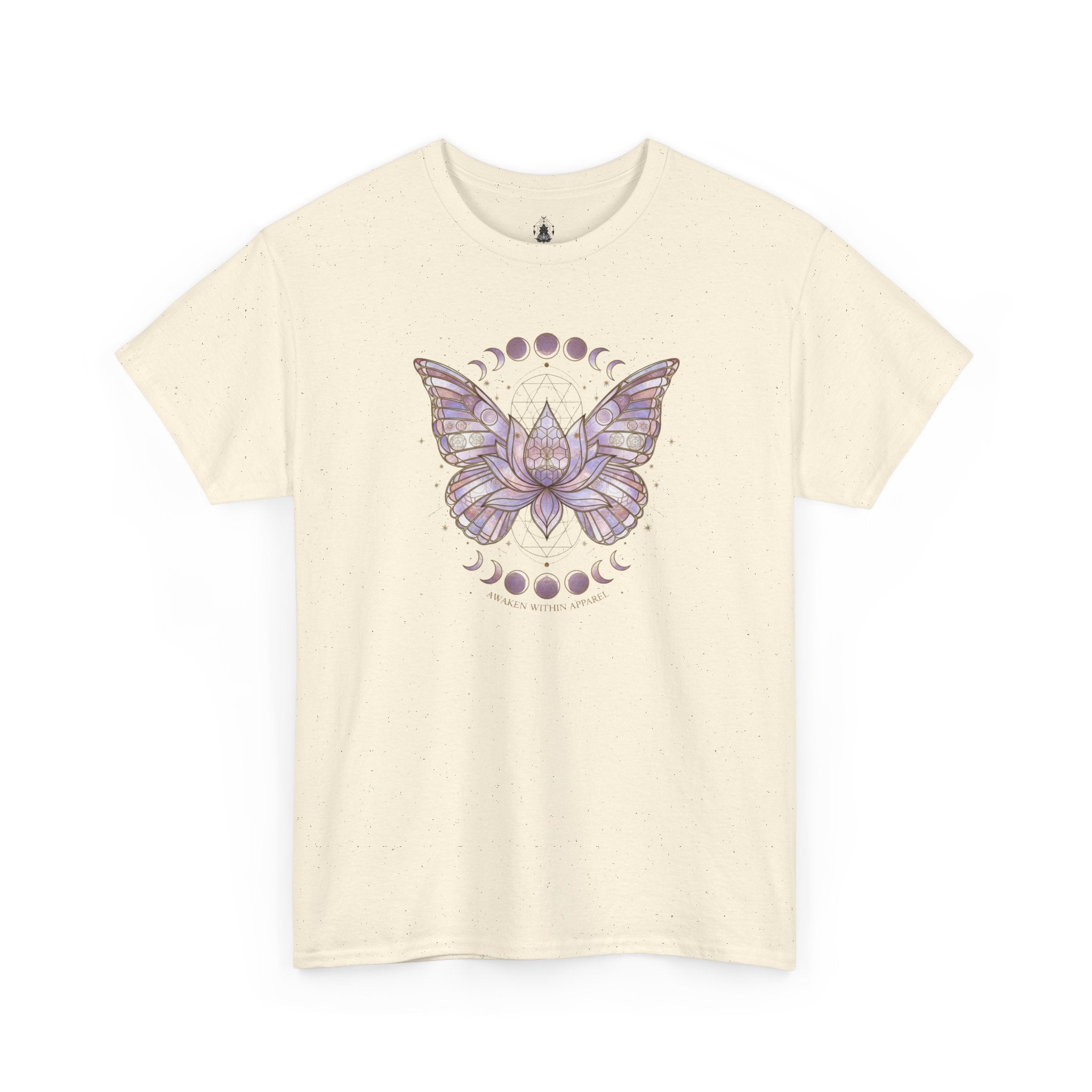 Mystic Moon Butterfly Tee — Floral Lotus Moth Tee for Spiritual & Boho Style