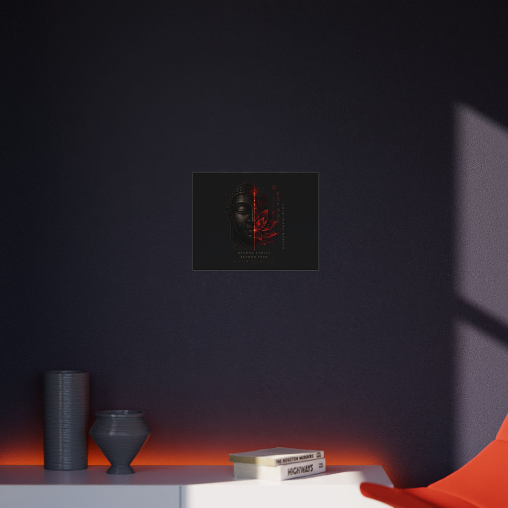 Foam Board - Red Lotus Buddha Wall Art | 'Beyond Limits Beyond Fear' Motivational Decor