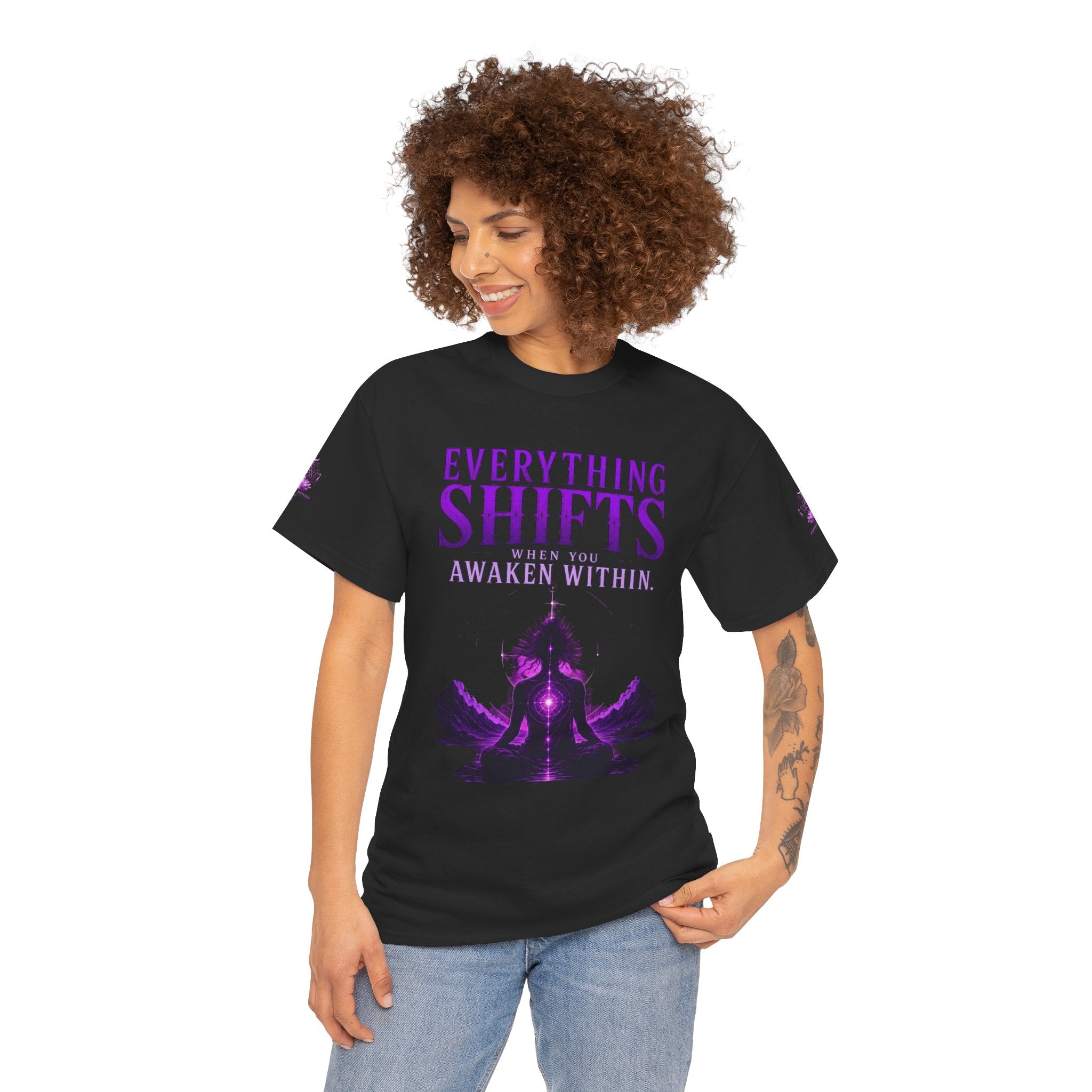 Spiritual Meditation T-Shirt — "Everything Shifts When You Awaken Within" Yoga Tee - Awaken Within Apparel