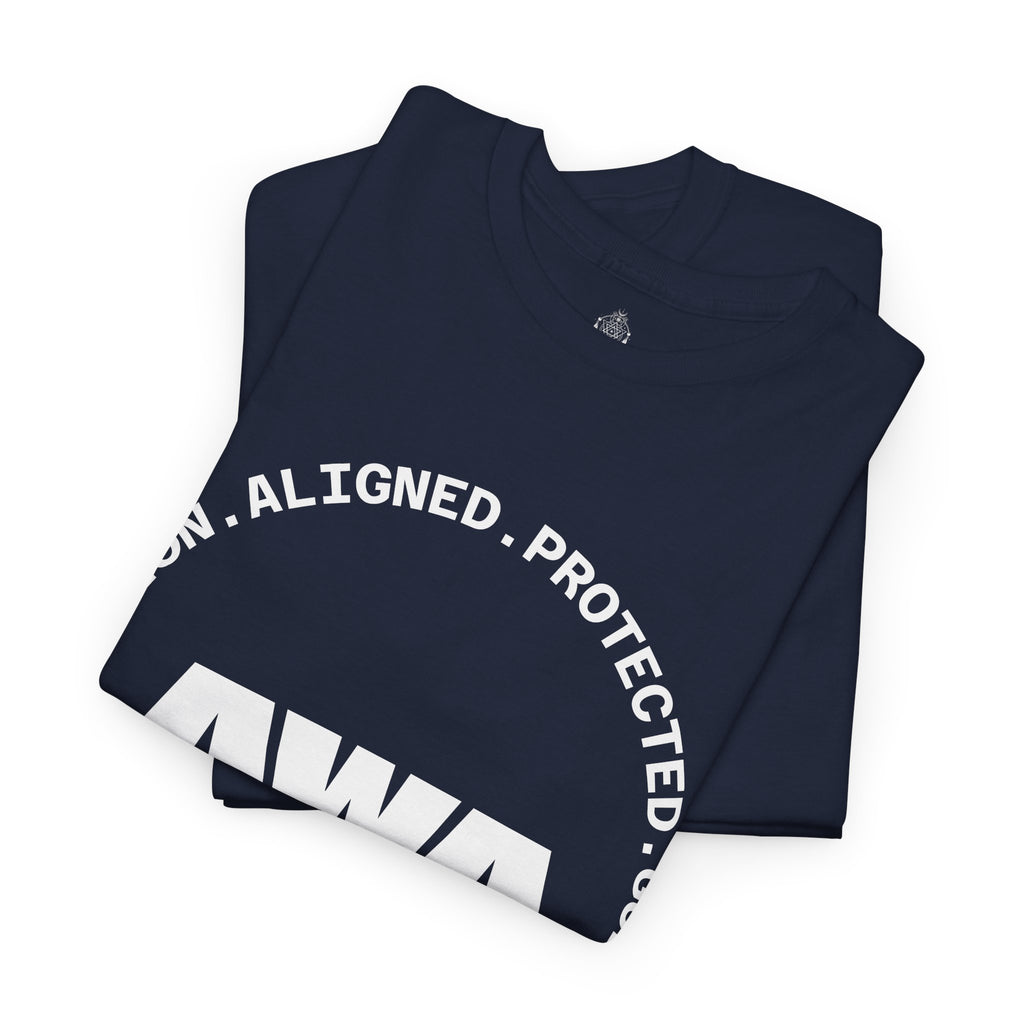 AWA Circle Logo Tee — Bold Black Graphic T‑Shirt with 'AWA' Emblem