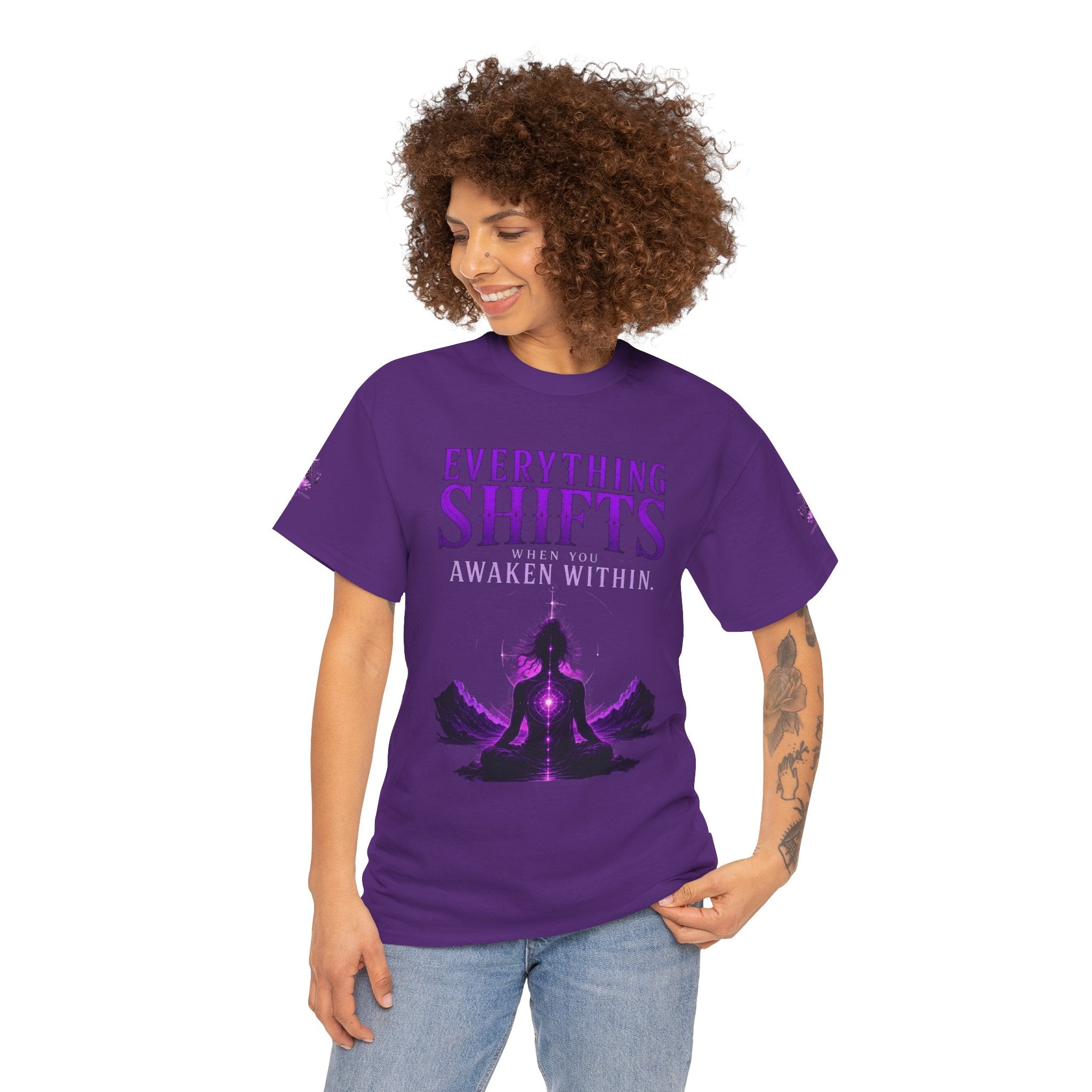 Spiritual Meditation T-Shirt — "Everything Shifts When You Awaken Within" Yoga Tee - Awaken Within Apparel