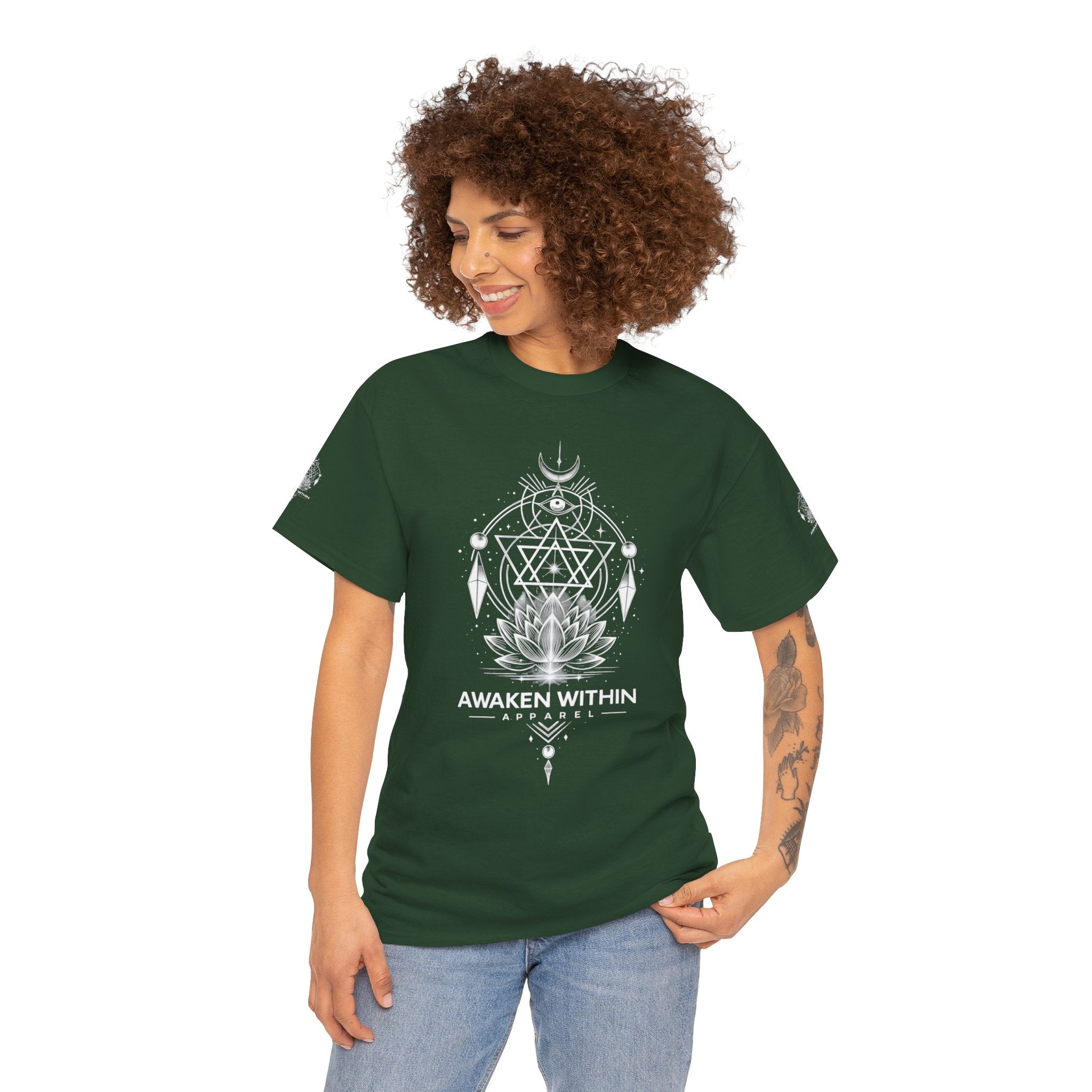 'Awaken Within' Spiritual Lotus Sacred Geometry T-Shirt