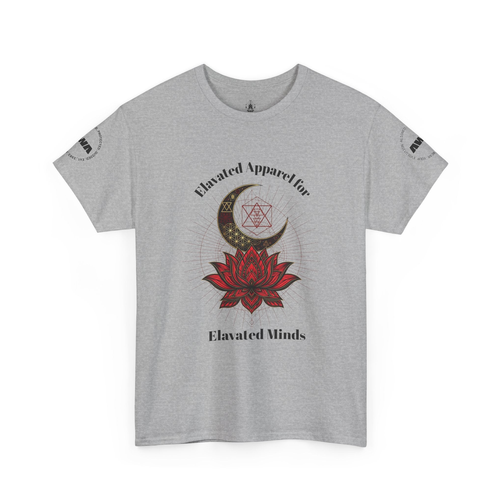 Lotus Moon Tee — "Elevated Minds" Spiritual Graphic T-Shirt - Awaken Within Apparel