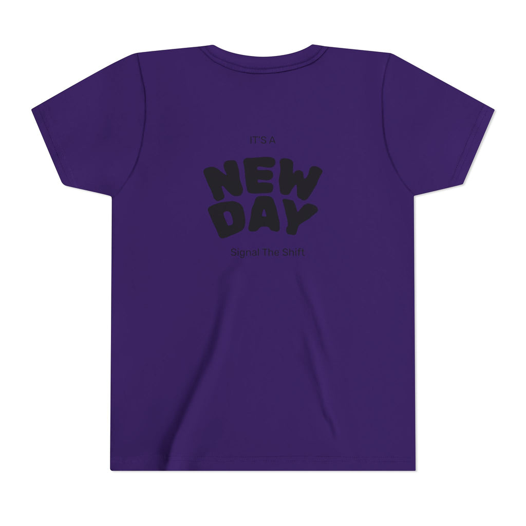 Youth Tee — "Awaken Within" Lotus Front & "It's a New Day" Back Inspirational Shirt
