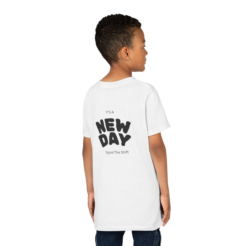 Youth Tee — "Awaken Within" Lotus Front & "It's a New Day" Back Inspirational Shirt