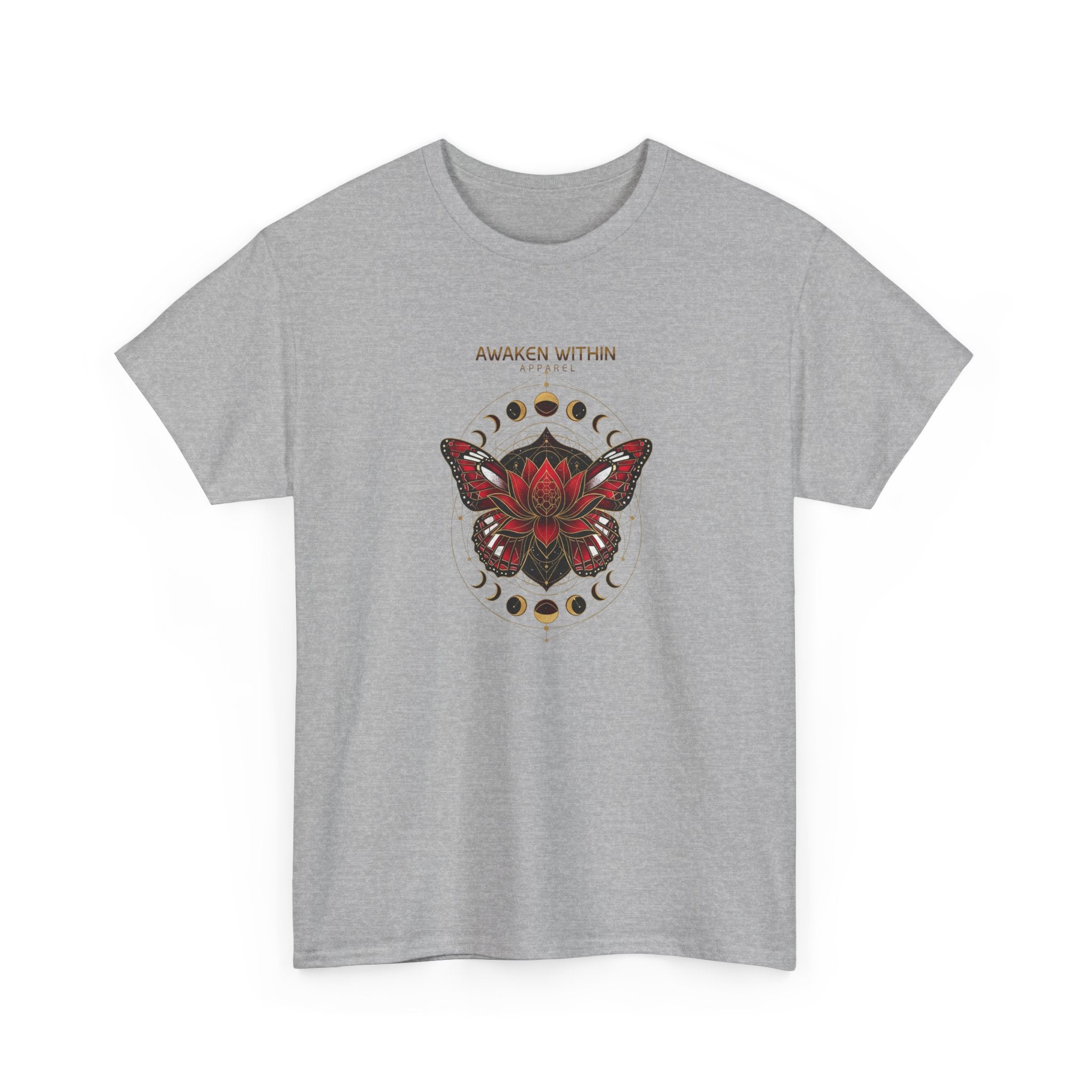 Awaken Within Tee — Red Lotus & Moth Spiritual Graphic T-Shirt