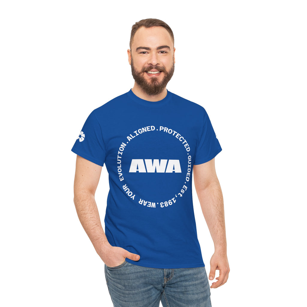 AWA Circle Logo Tee — Bold Black Graphic T‑Shirt with 'AWA' Emblem