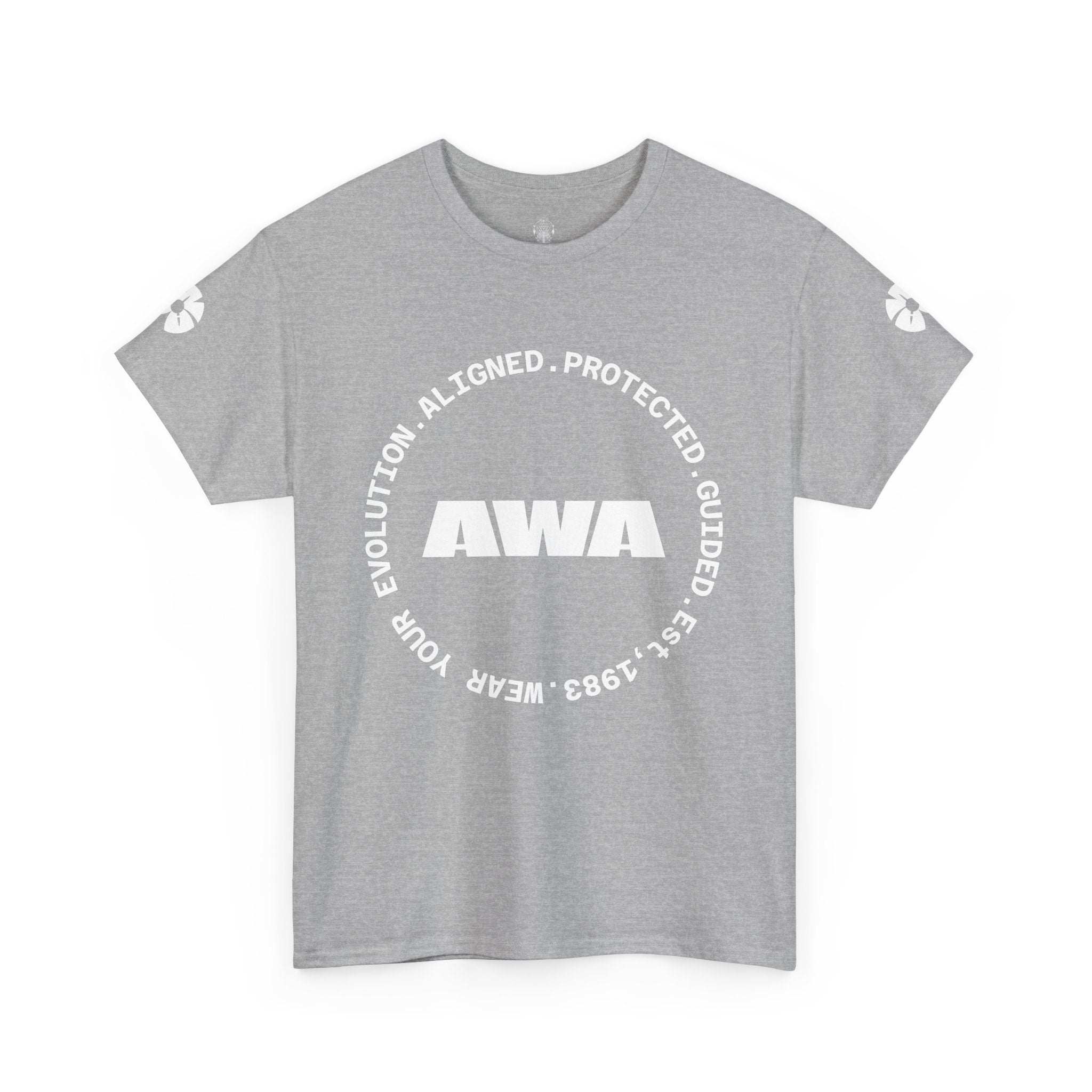 AWA Circle Logo Tee — Bold Black Graphic T‑Shirt with 'AWA' Emblem