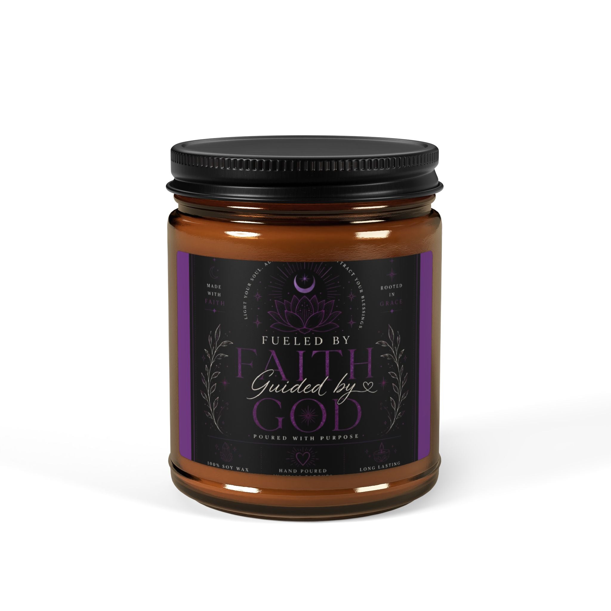 Soy Candle — 'Guided By God' Amber Jar Scented Candle (Multi-Size)