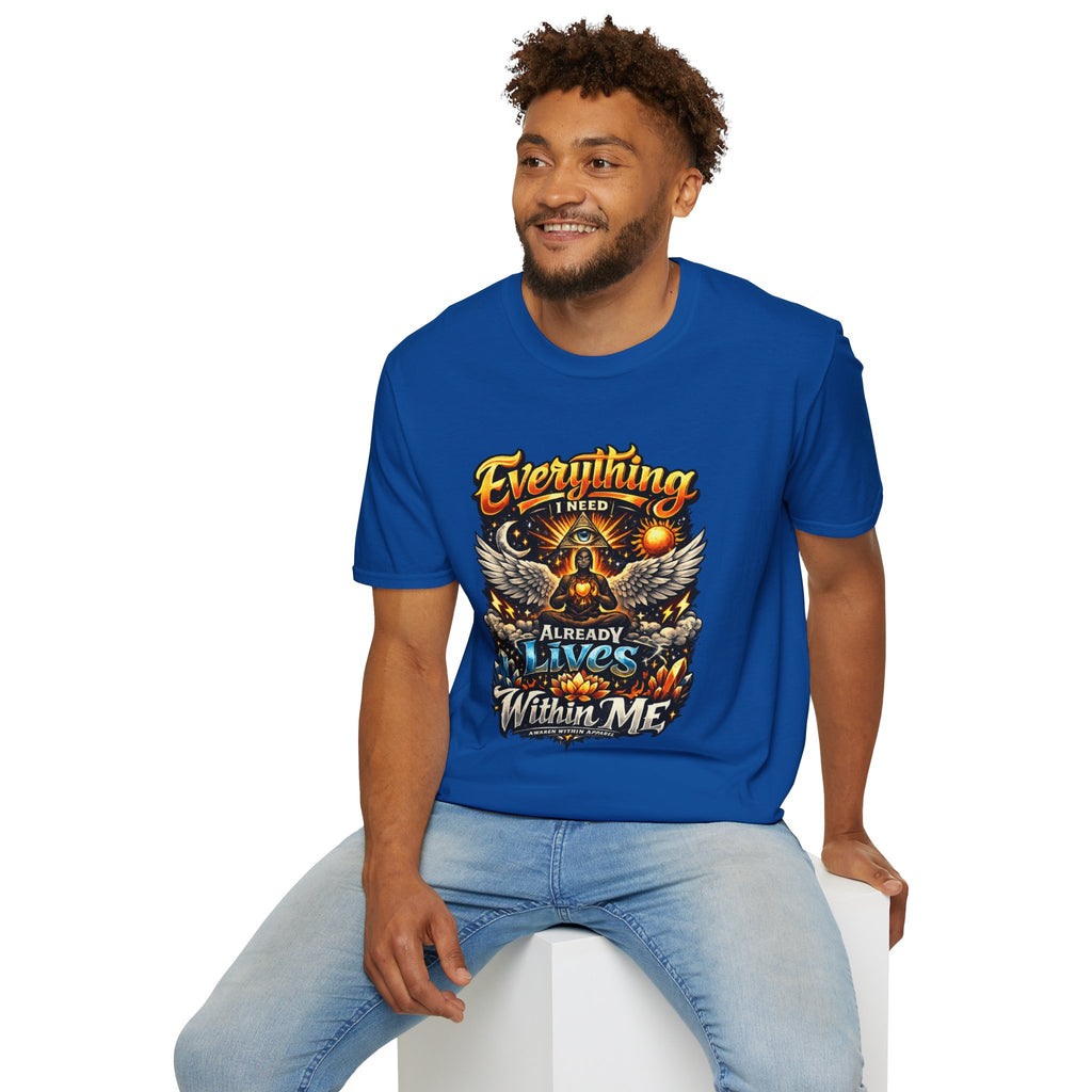 Spiritual Graphic T-Shirt — "Everything I Need Already Lives Within Me" - Awaken Within Apparel