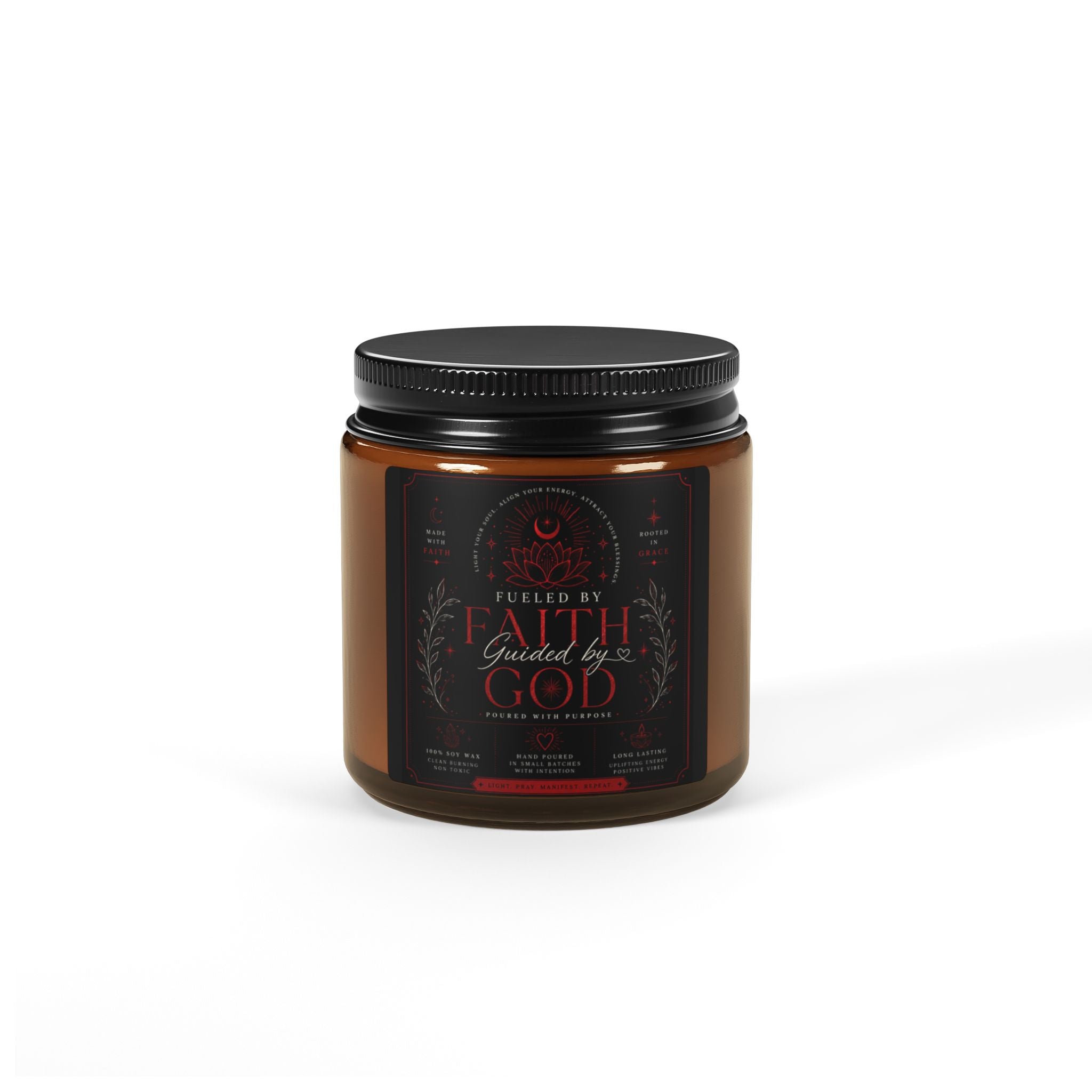 Faith & God Scented Soy Candle — Amber Jar Aromatherapy Candle (Multi-Size)