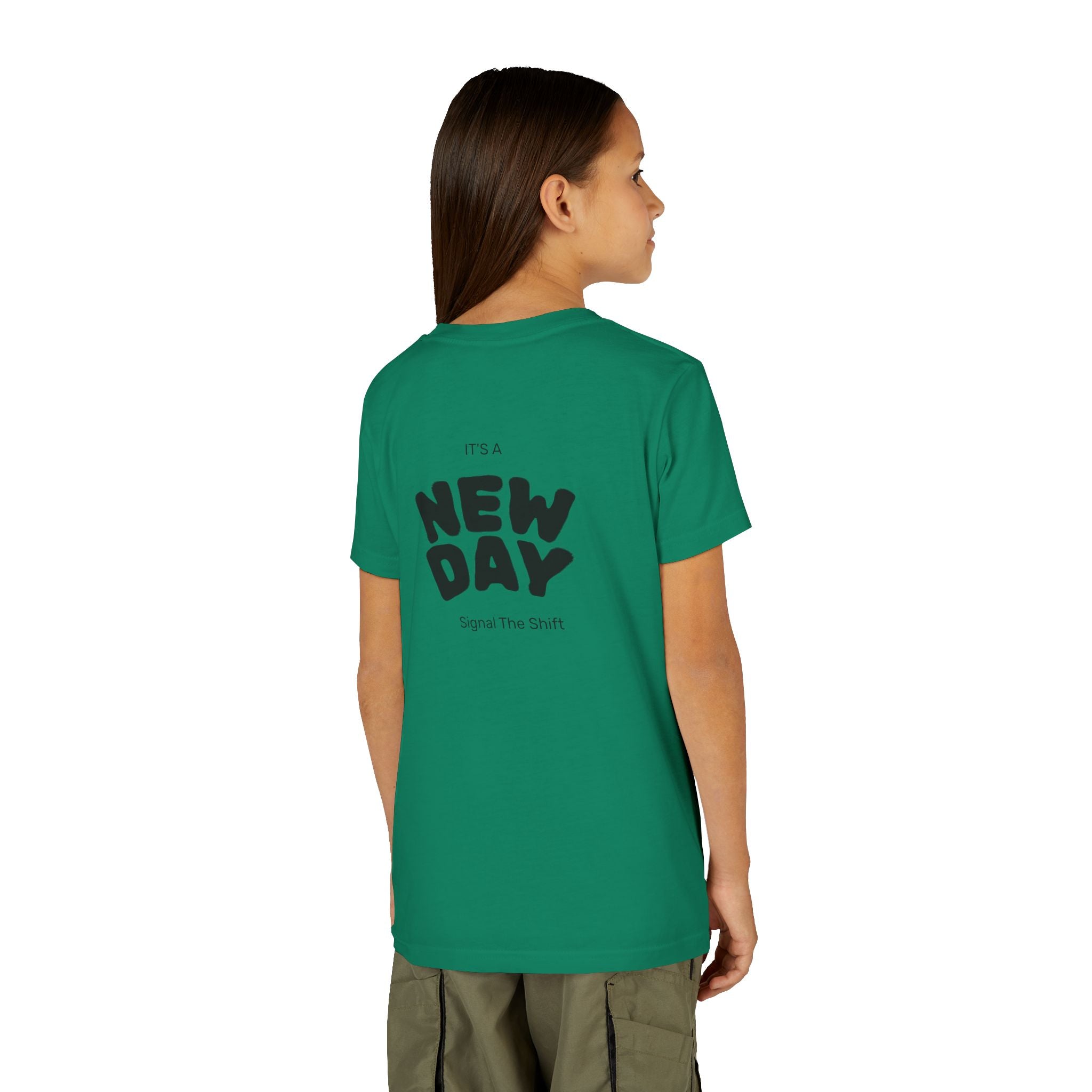 Youth Tee — "Awaken Within" Lotus Front & "It's a New Day" Back Inspirational Shirt