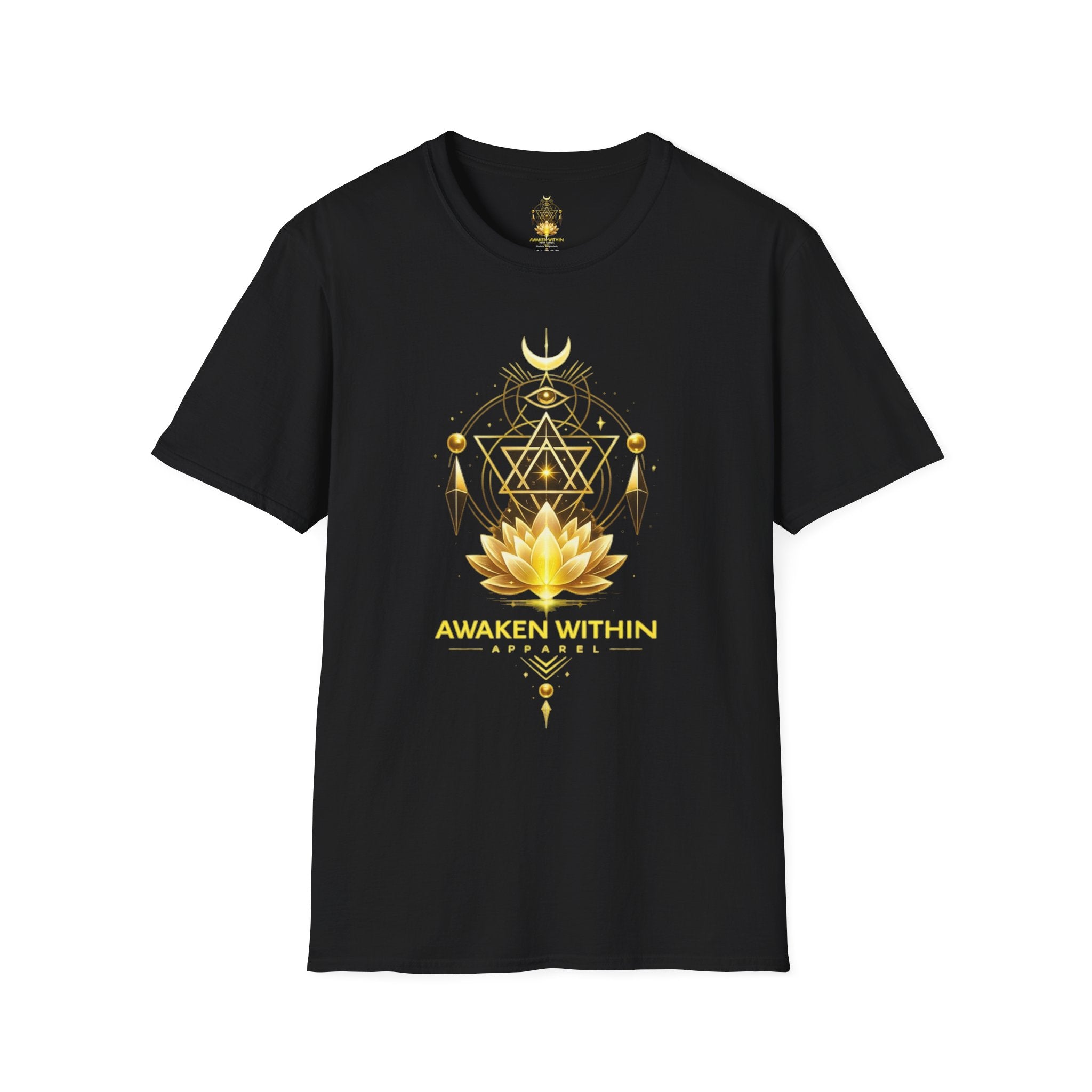 Awaken Within Lotus T-Shirt — Golden Sacred Geometry Spiritual Tee