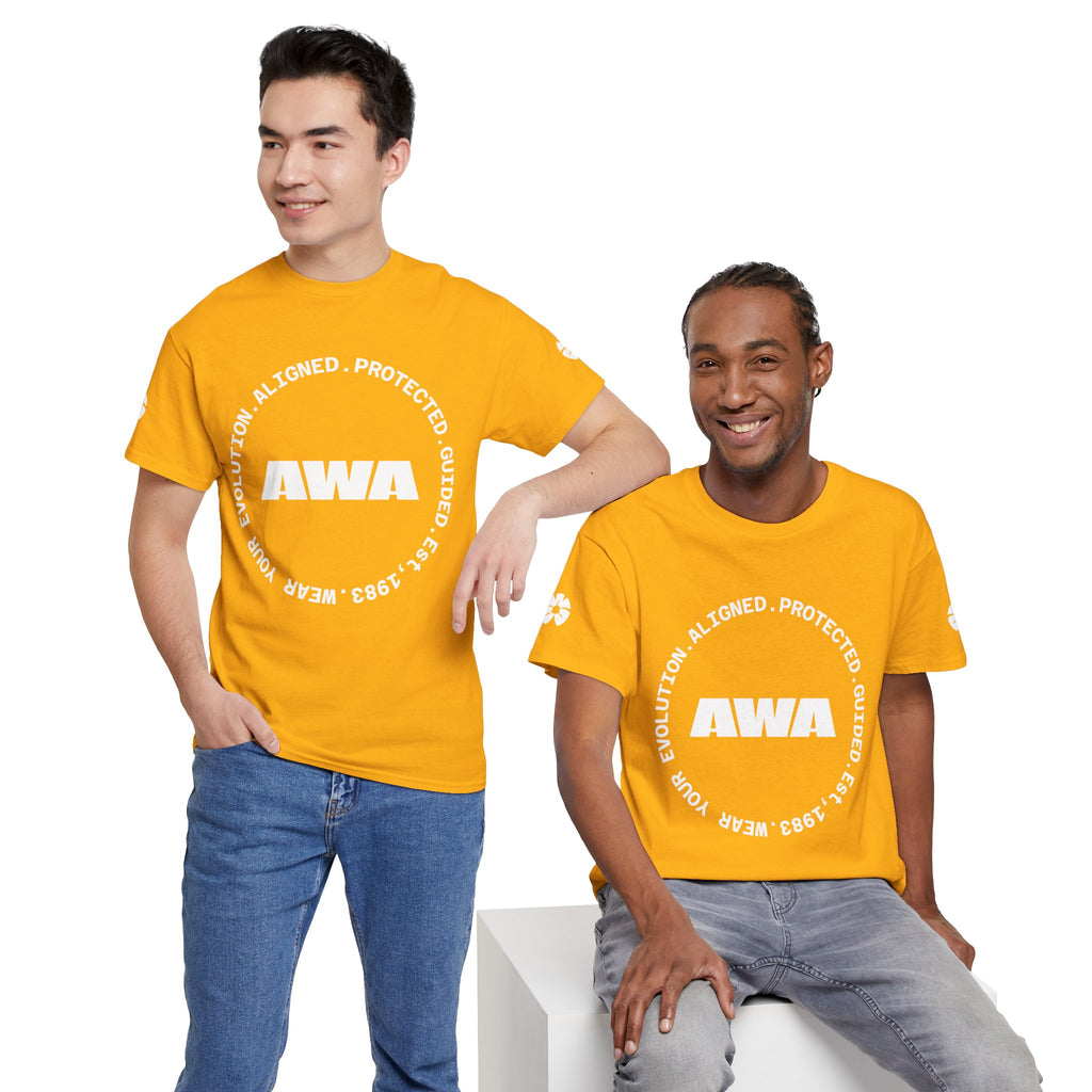 AWA Circle Logo Tee — Bold Black Graphic T‑Shirt with 'AWA' Emblem