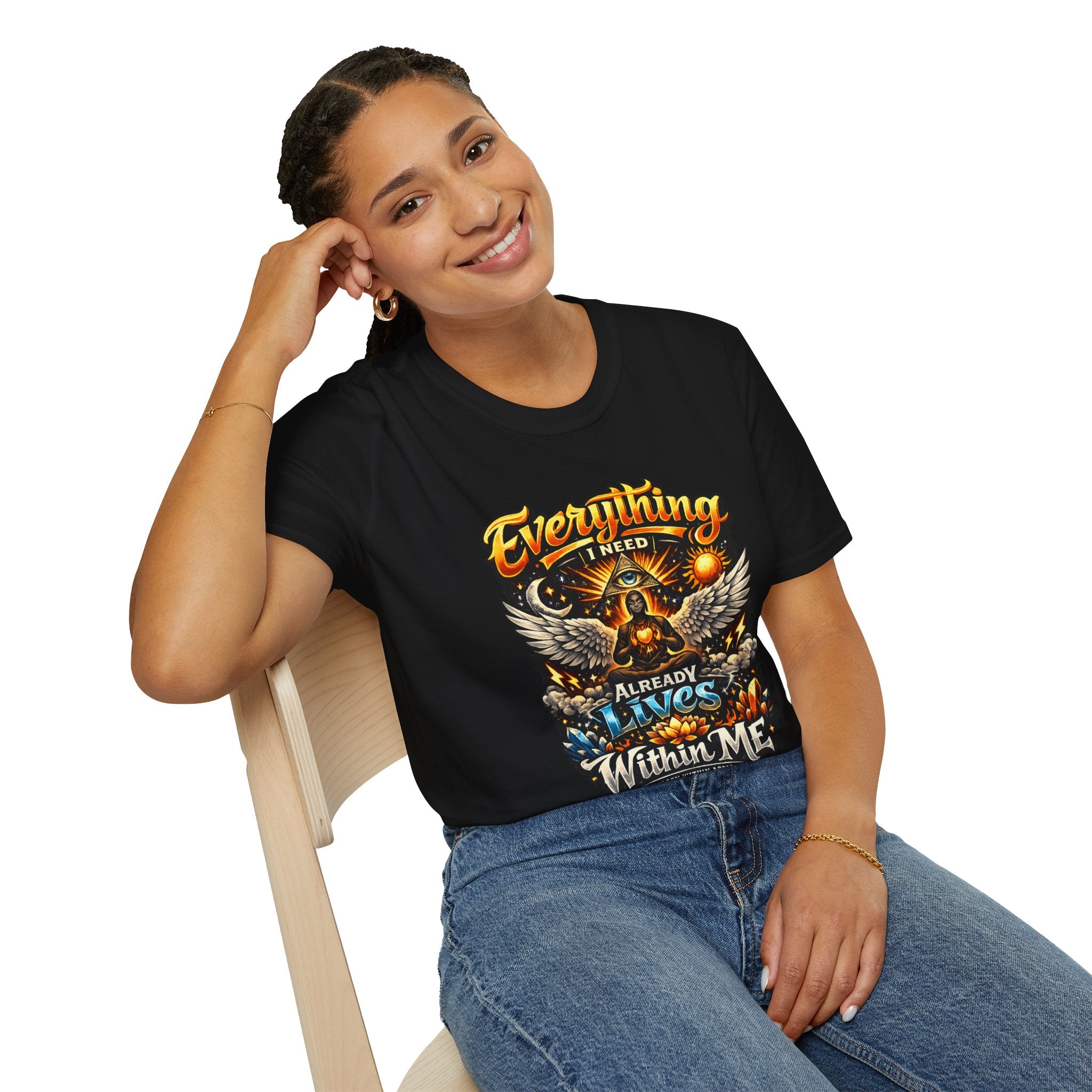 Spiritual Graphic T-Shirt — "Everything I Need Already Lives Within Me" - Awaken Within Apparel