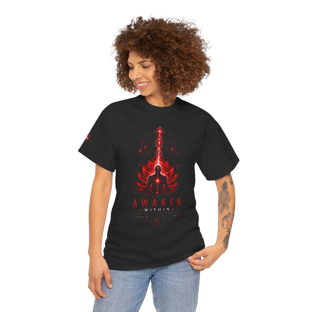 Awaken Meditation T-Shirt — Red Lotus Spiritual Tee - Awaken Within Apparel
