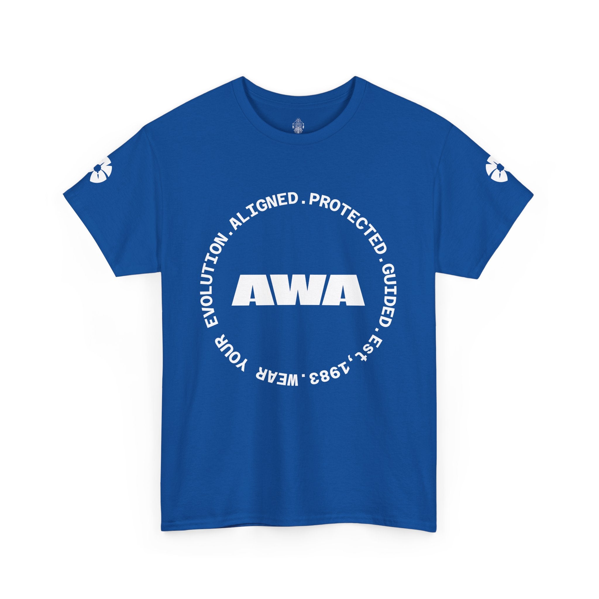 AWA Circle Logo Tee — Bold Black Graphic T‑Shirt with 'AWA' Emblem