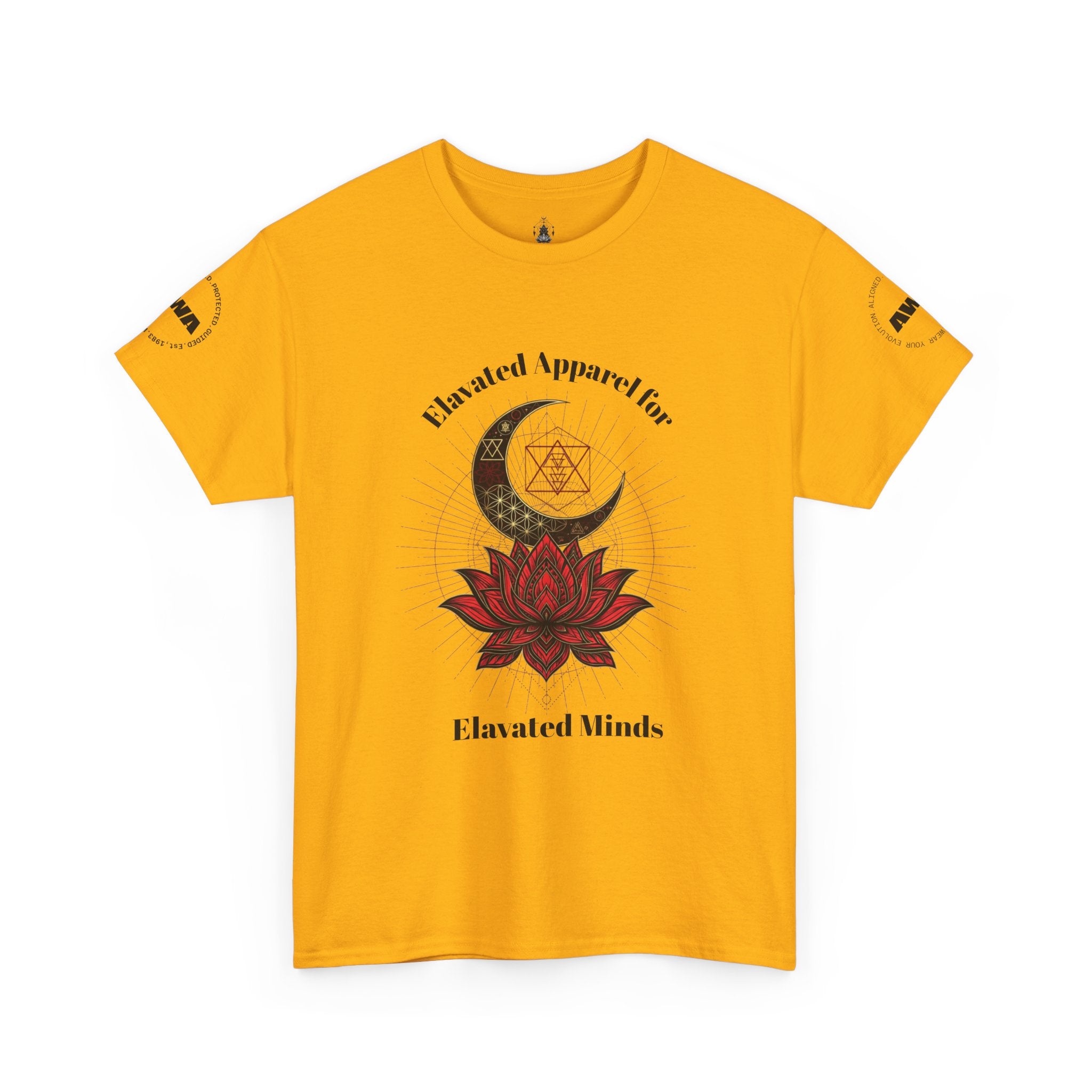 Lotus Moon Tee — "Elevated Minds" Spiritual Graphic T-Shirt - Awaken Within Apparel