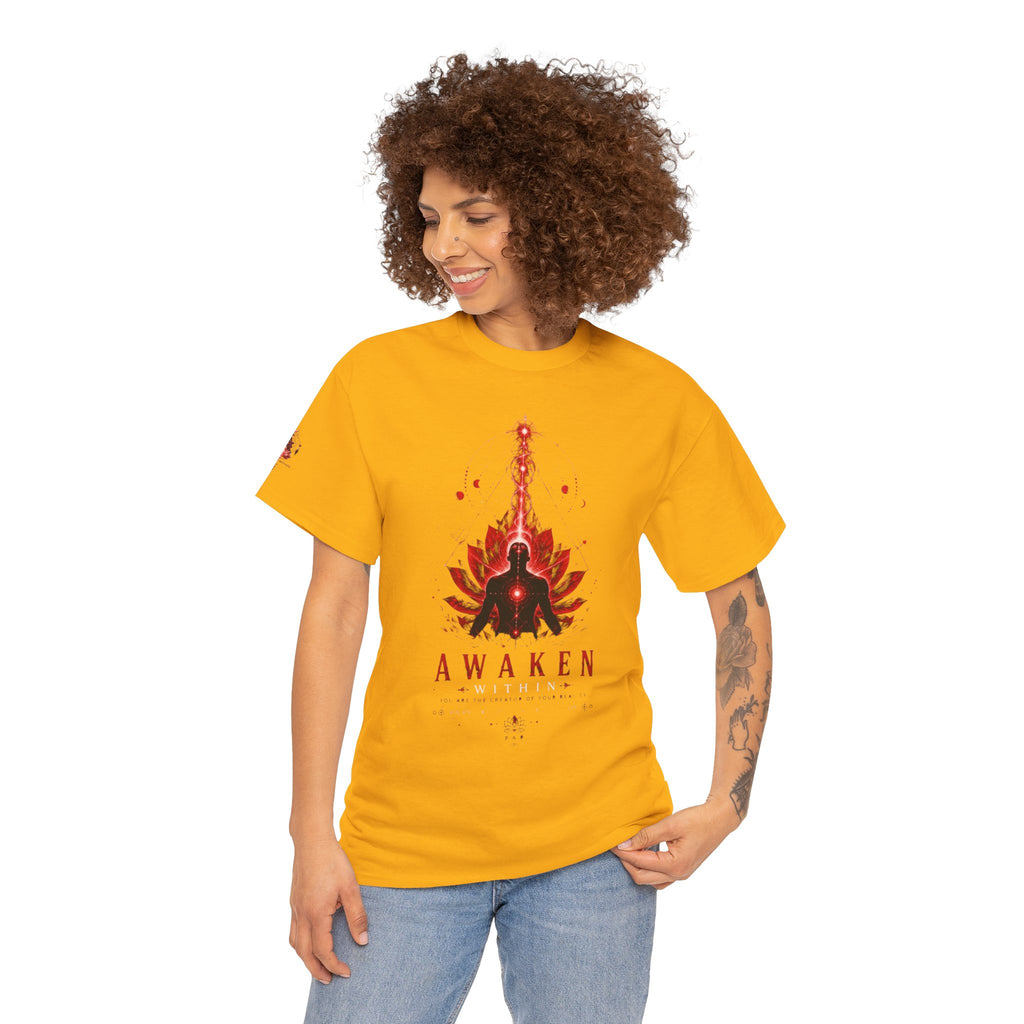 Awaken Meditation T-Shirt — Red Lotus Spiritual Tee - Awaken Within Apparel