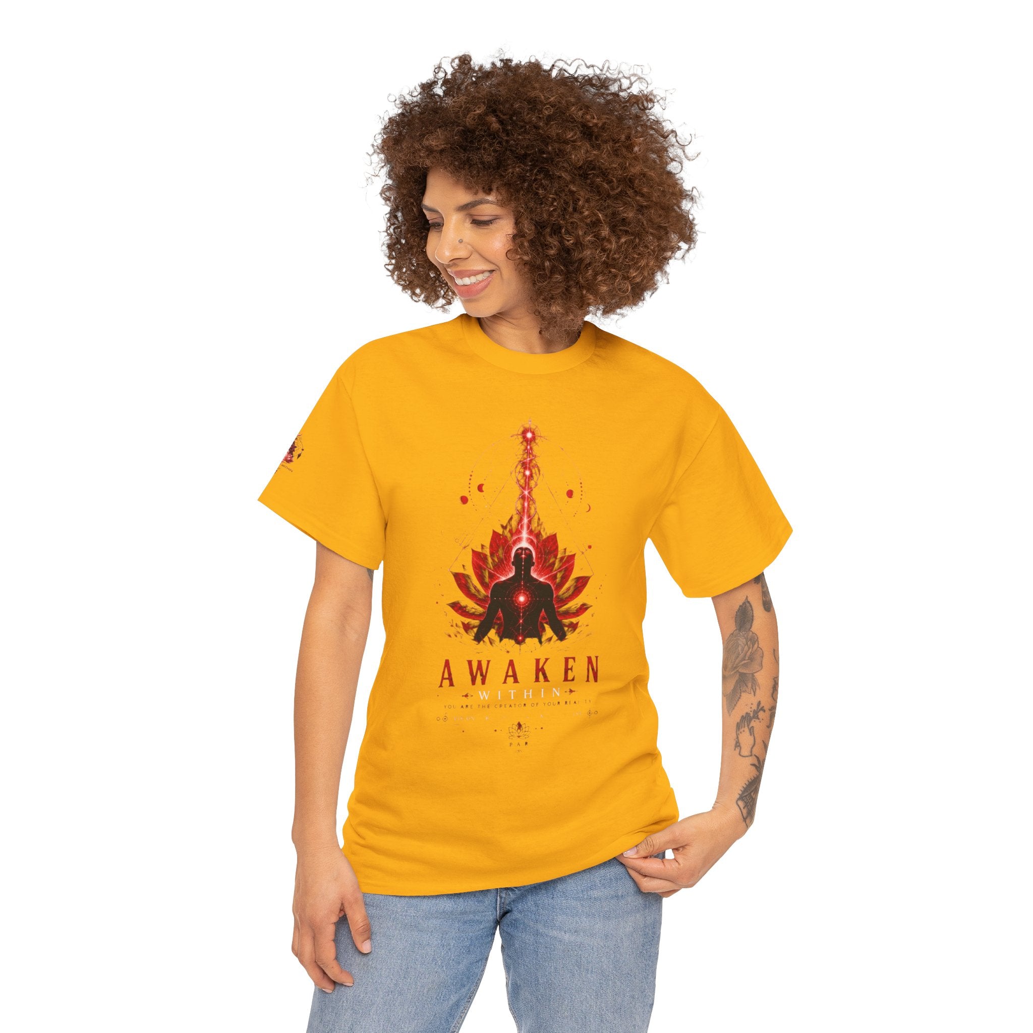 Awaken Meditation T-Shirt — Red Lotus Spiritual Tee - Awaken Within Apparel