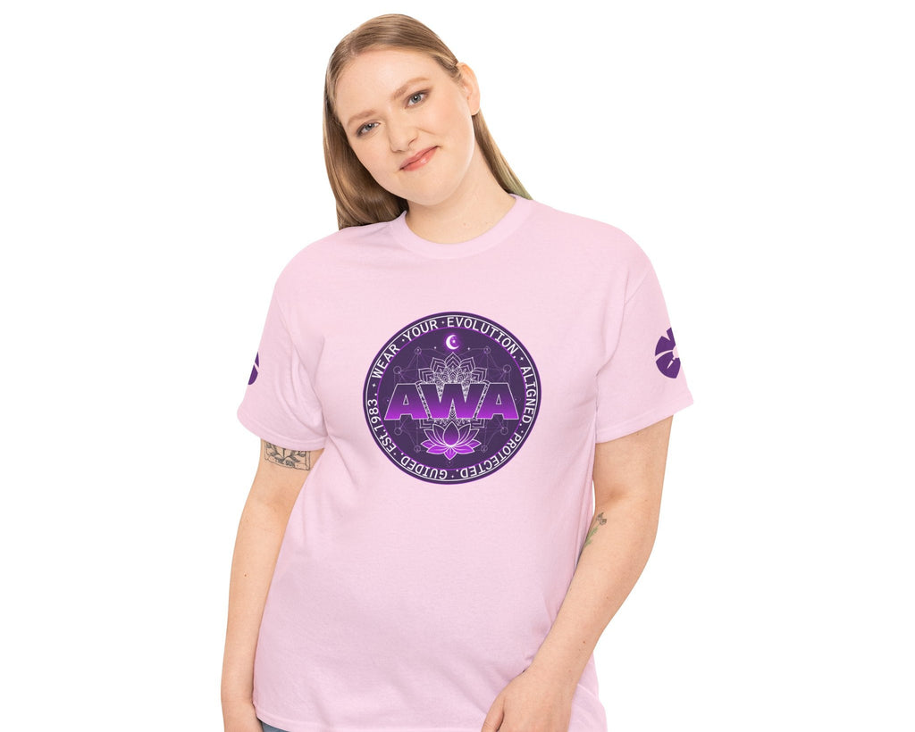 AWA Evolution Logo Purple Retro Space Graphic Tee
