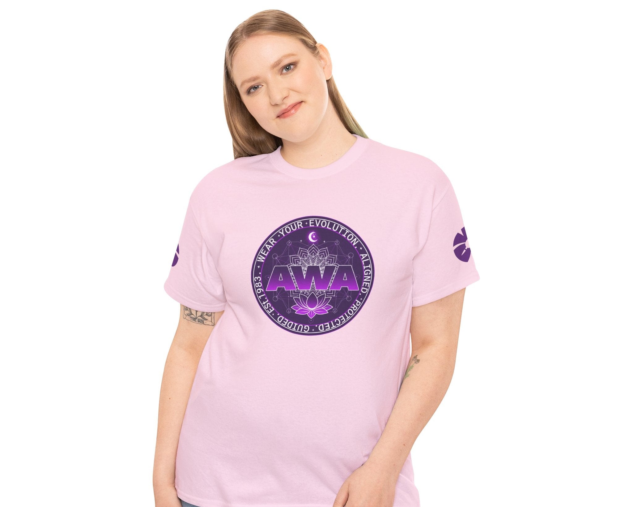 AWA Evolution Logo Purple Retro Space Graphic Tee