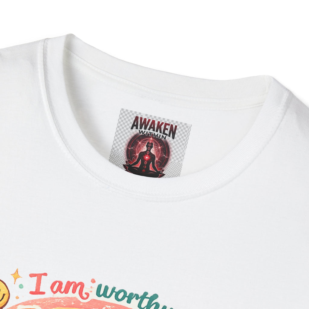 Affirmation Rainbow T-Shirt — I Am Worthy, Loved & Becoming