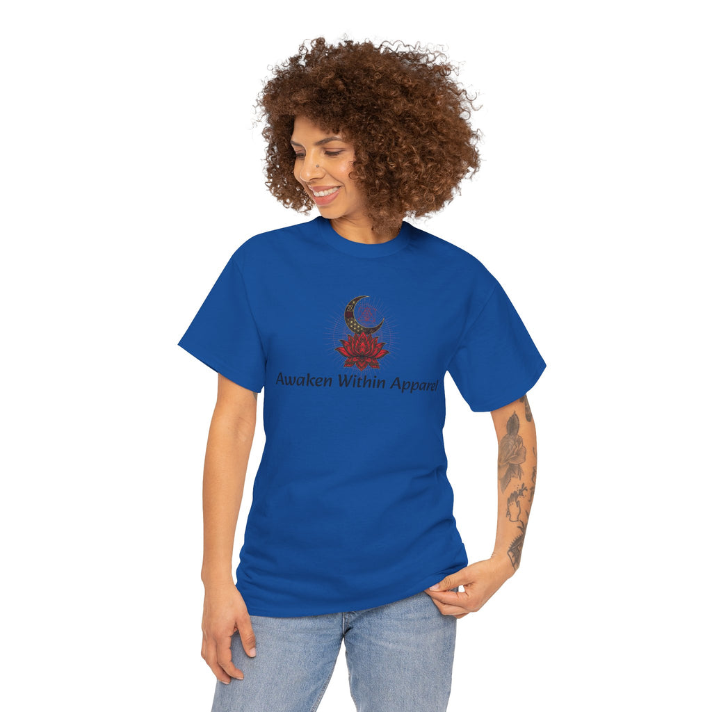 Awaken Within Apparel Tee — Crescent Moon & Sun Spiritual Graphic T-Shirt