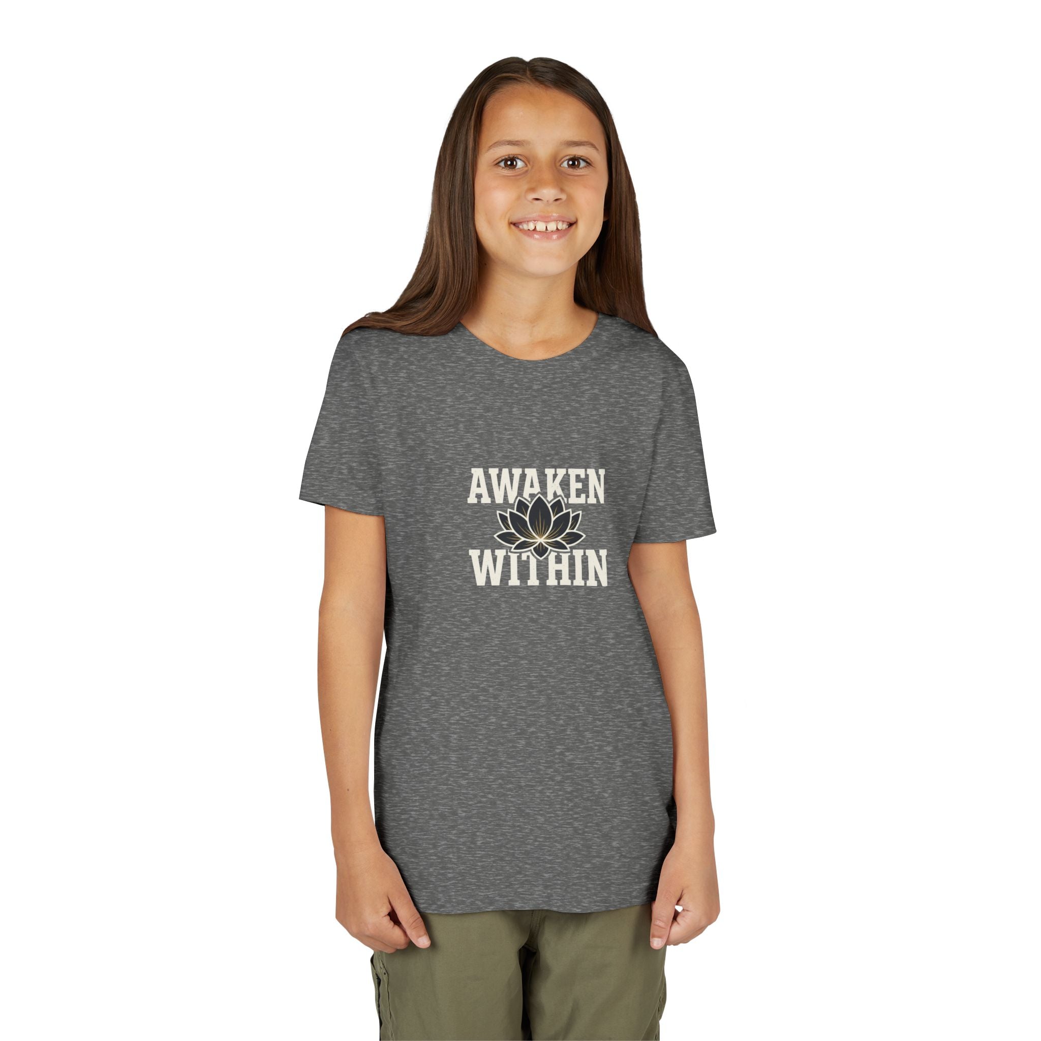 Youth Tee — "Awaken Within" Lotus Front & "It's a New Day" Back Inspirational Shirt