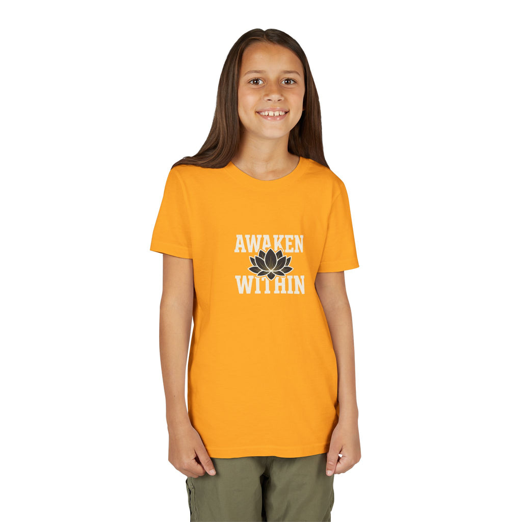 Youth Tee — "Awaken Within" Lotus Front & "It's a New Day" Back Inspirational Shirt