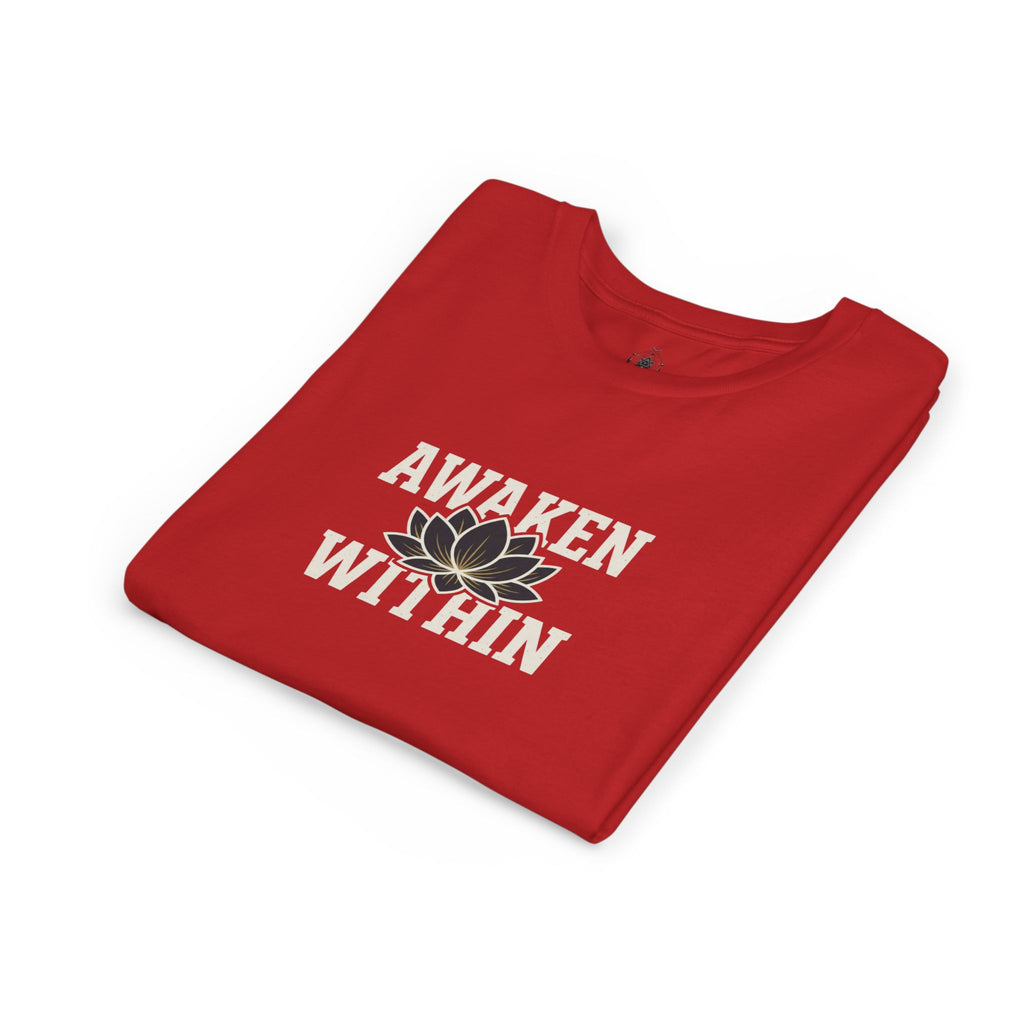 Youth Tee — "Awaken Within" Lotus Front & "It's a New Day" Back Inspirational Shirt
